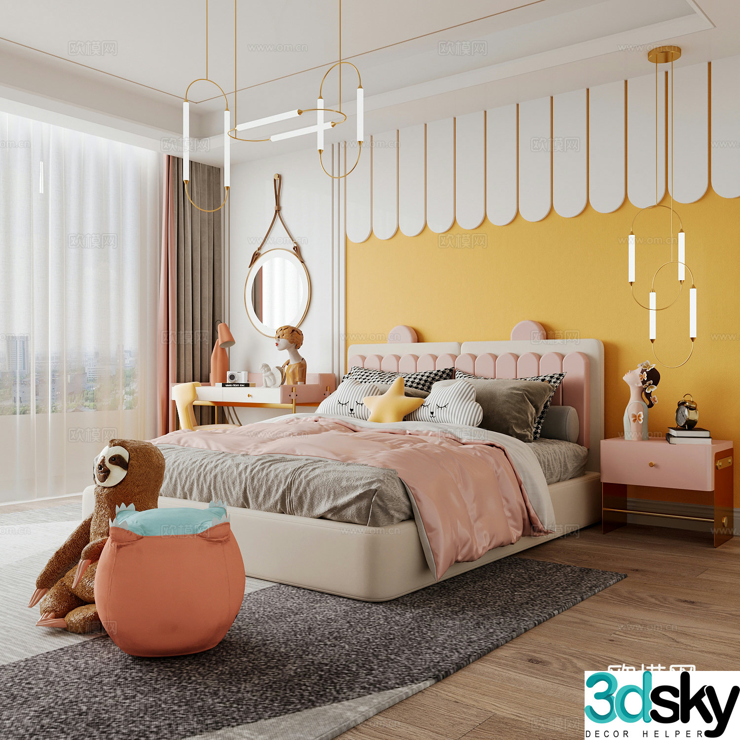 Modern children’s room boy’s room girl’s room children’s bed children’s wardrobe children’s desk 3d model