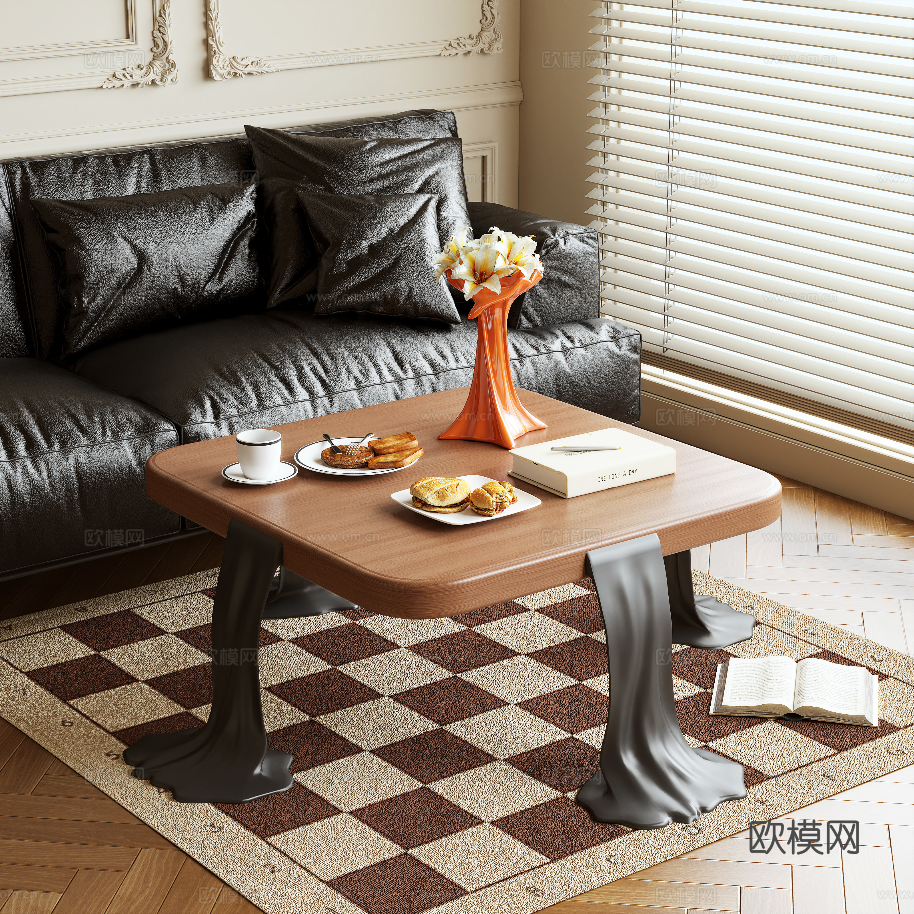 Middle-aged style coffee table 3D model