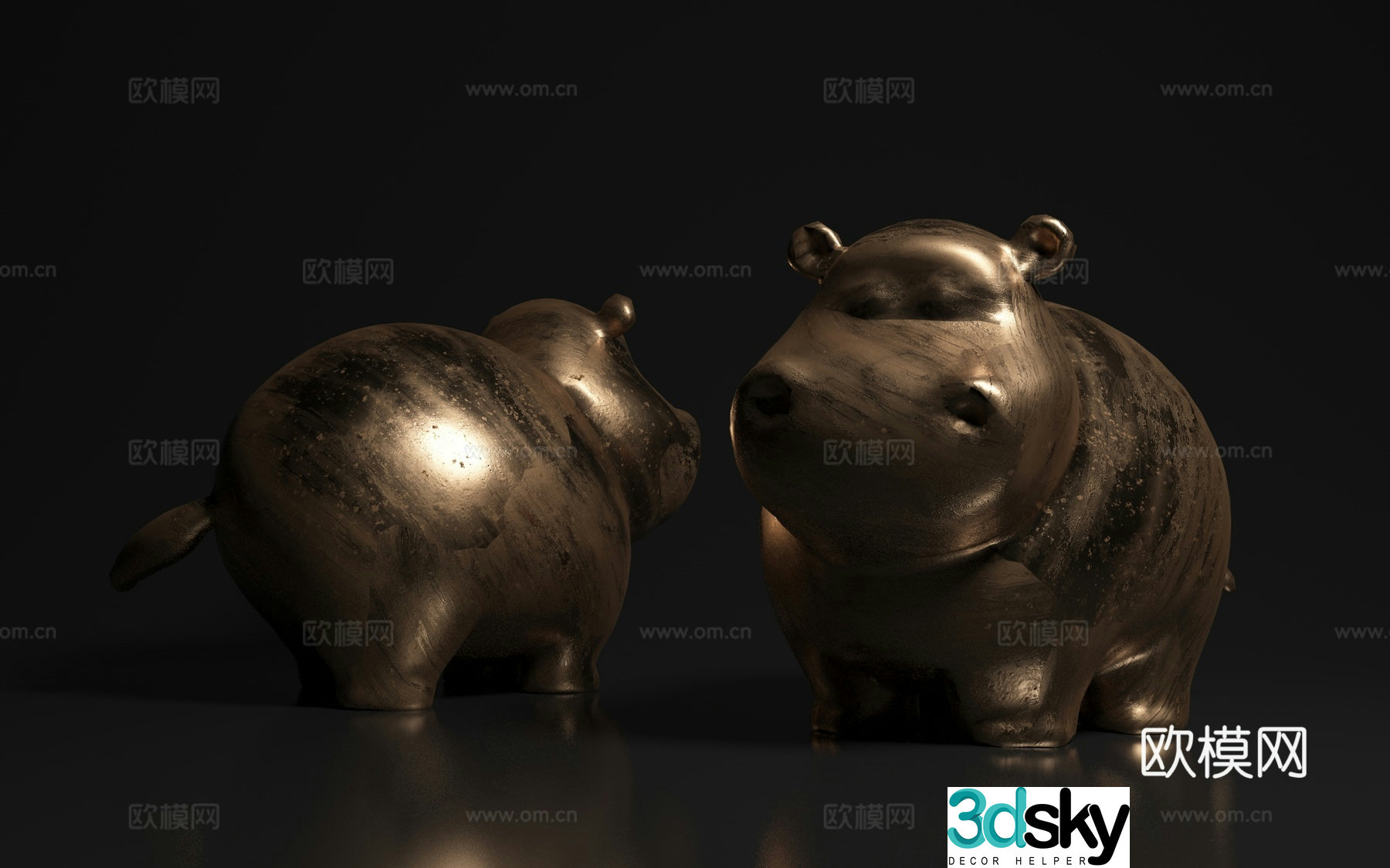 hippopotamus animal creativity art sculpture metal ornaments art installation ornaments decorative 3d model