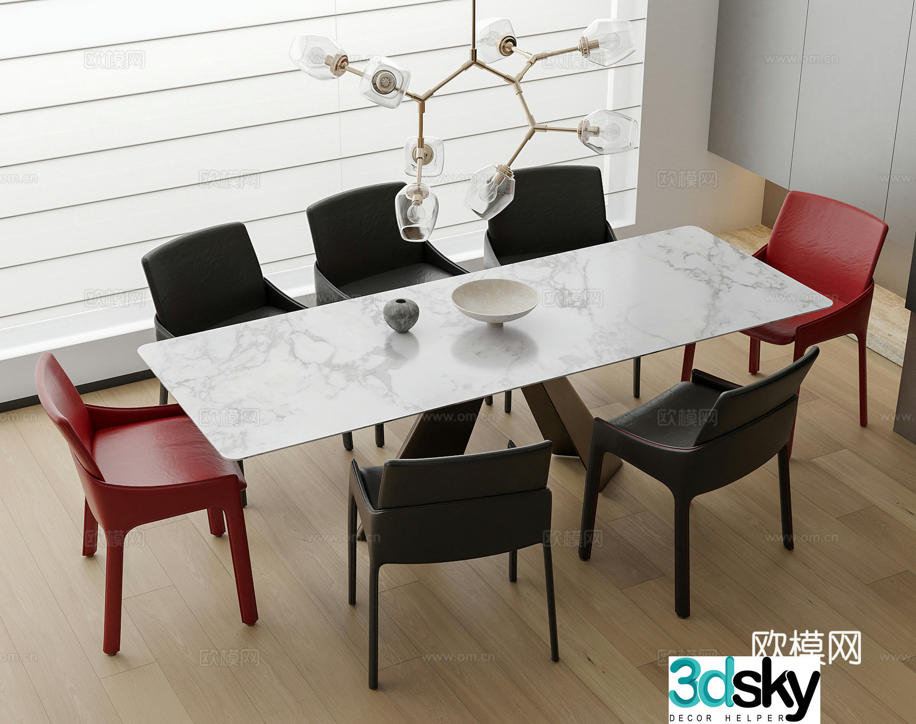 Italian dining table and chair 3D model