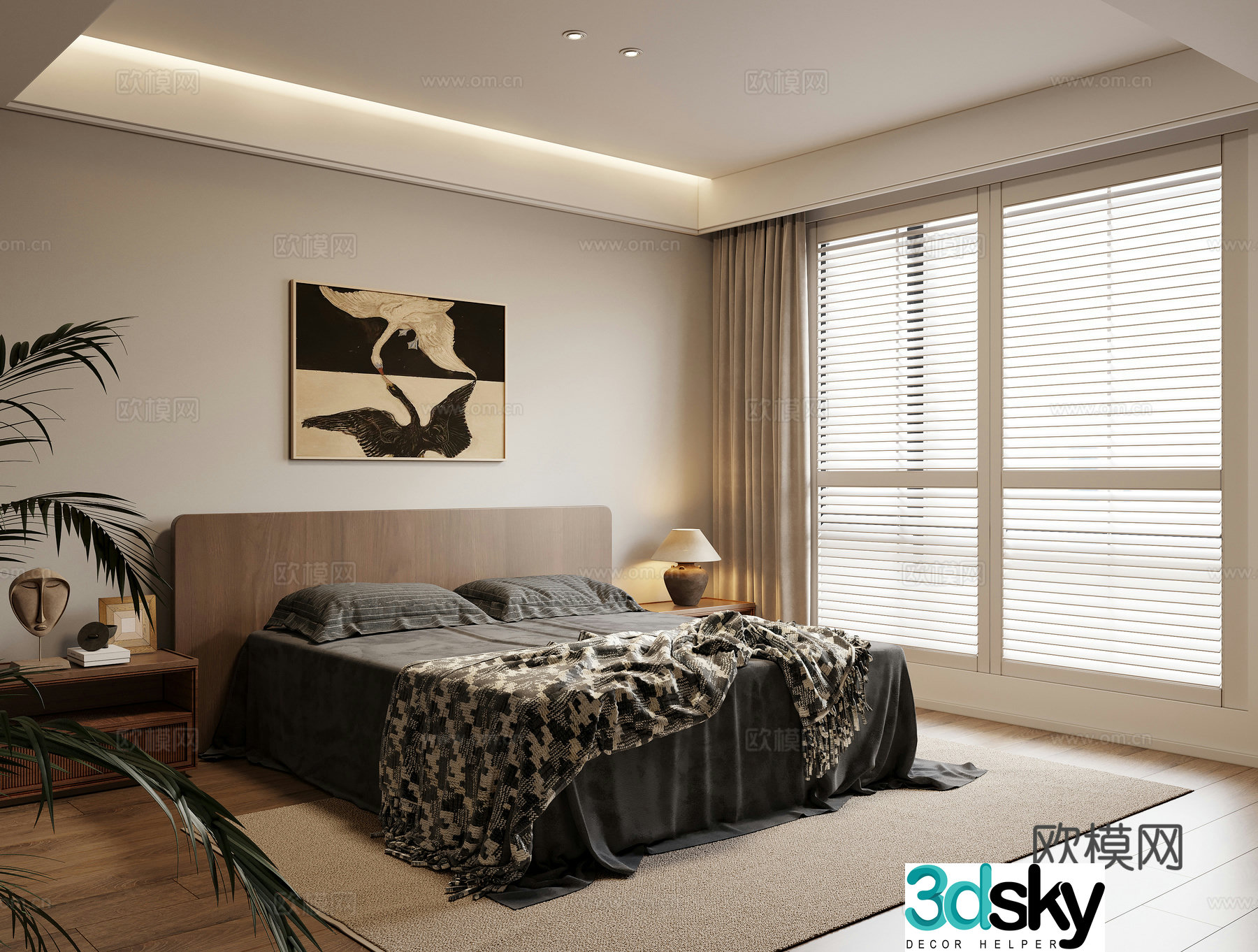 Modern medieval bedroom 3d model