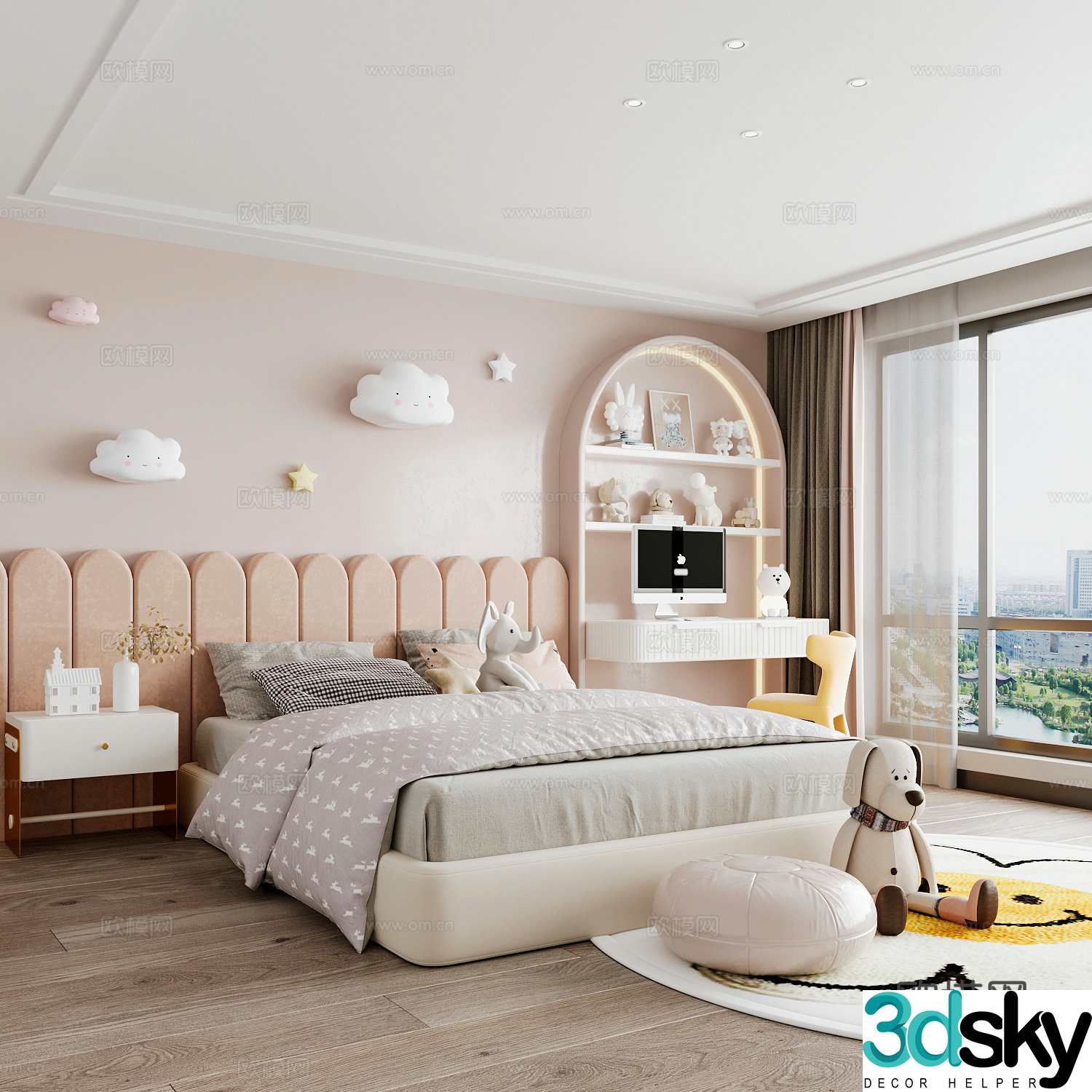 Modern children’s room boy’s room girl’s room children’s bed children’s wardrobe children’s desk 3d model