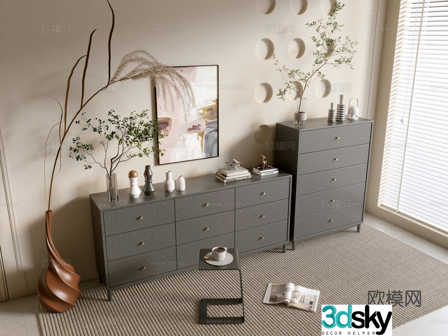 Modern black porch cabinet sideboard cabinet balcony cabinet storage cabinet entrance porch cabinet 3D model