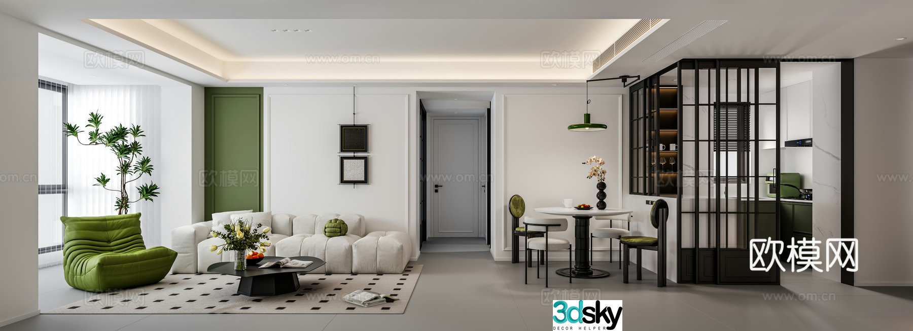 French style dining room bathroom 3d model