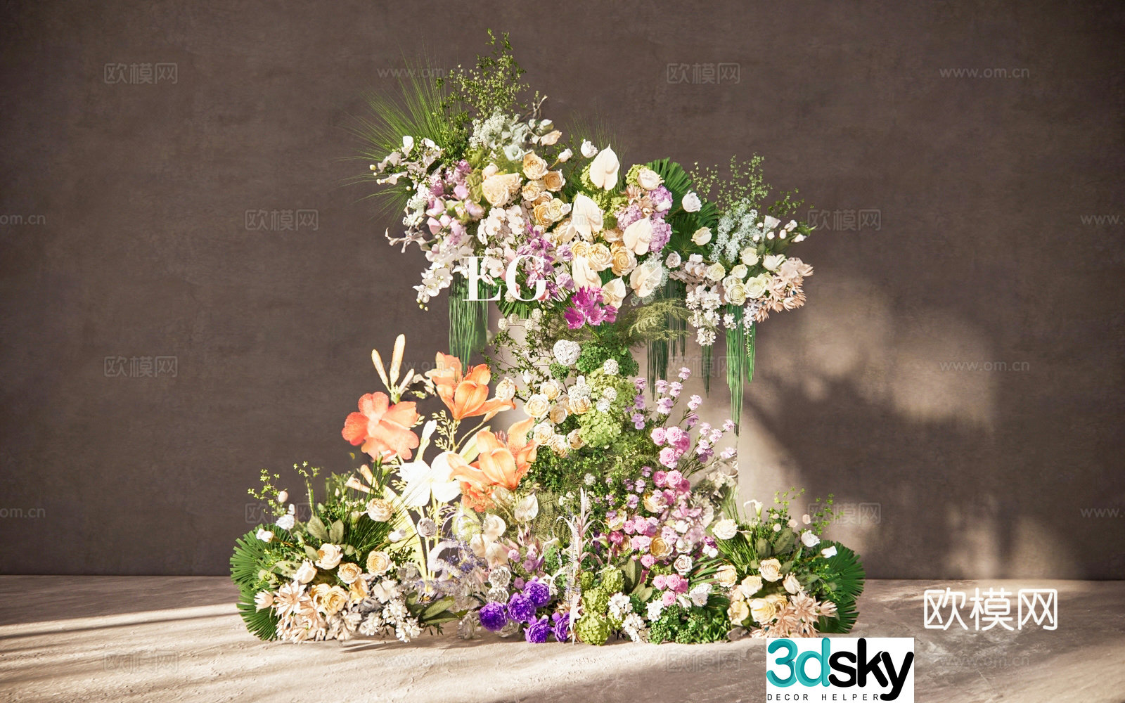Flower art and beauty wedding art and beauty window art and 3D model