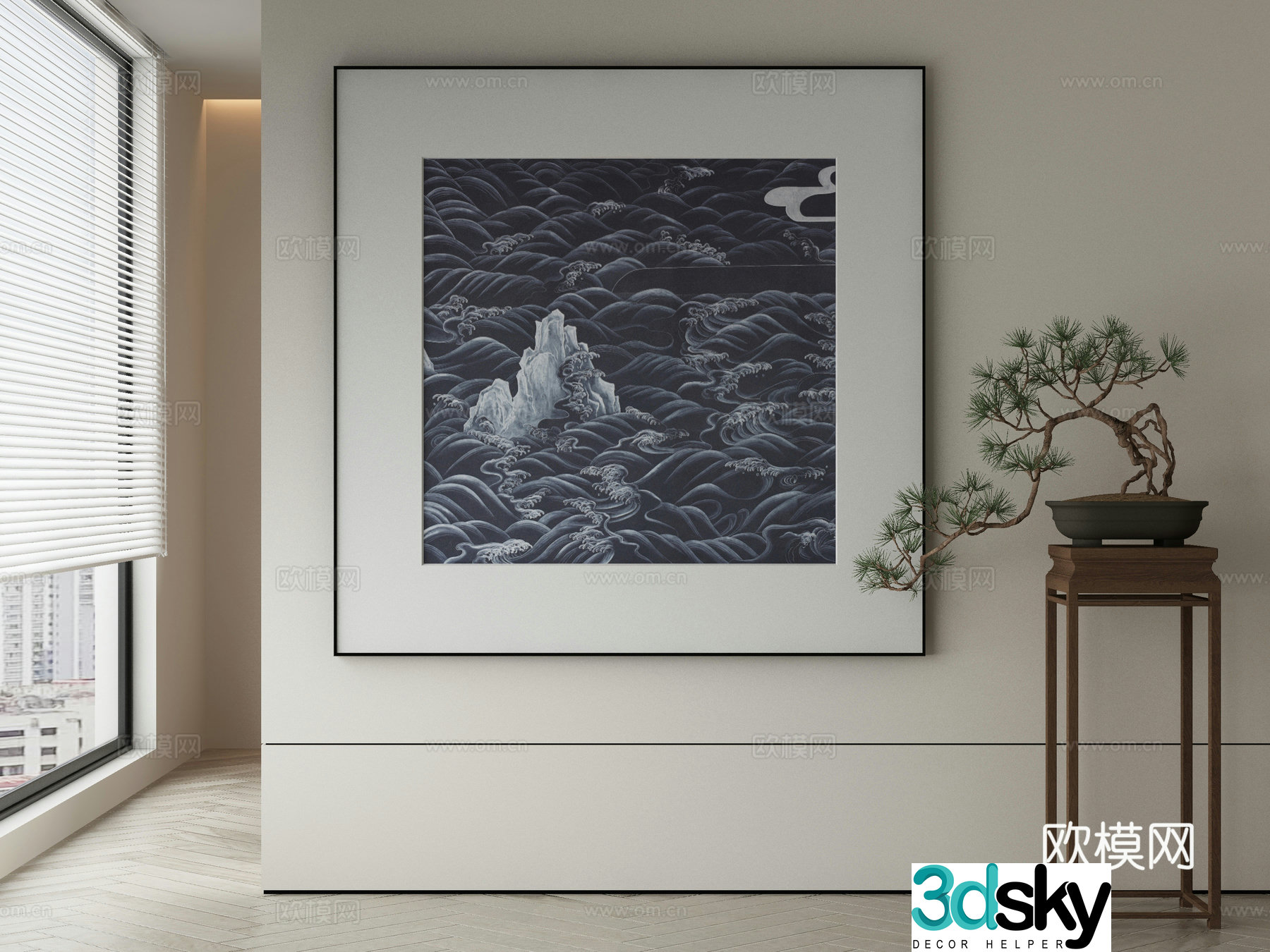 New Chinese style 3D model of Wabi Sasaki hanging painting