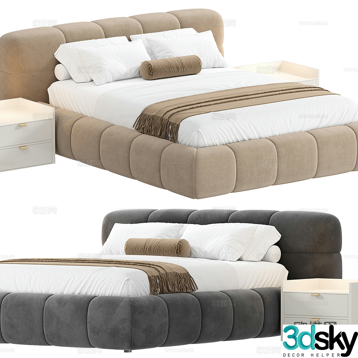 Background double bed 3d model