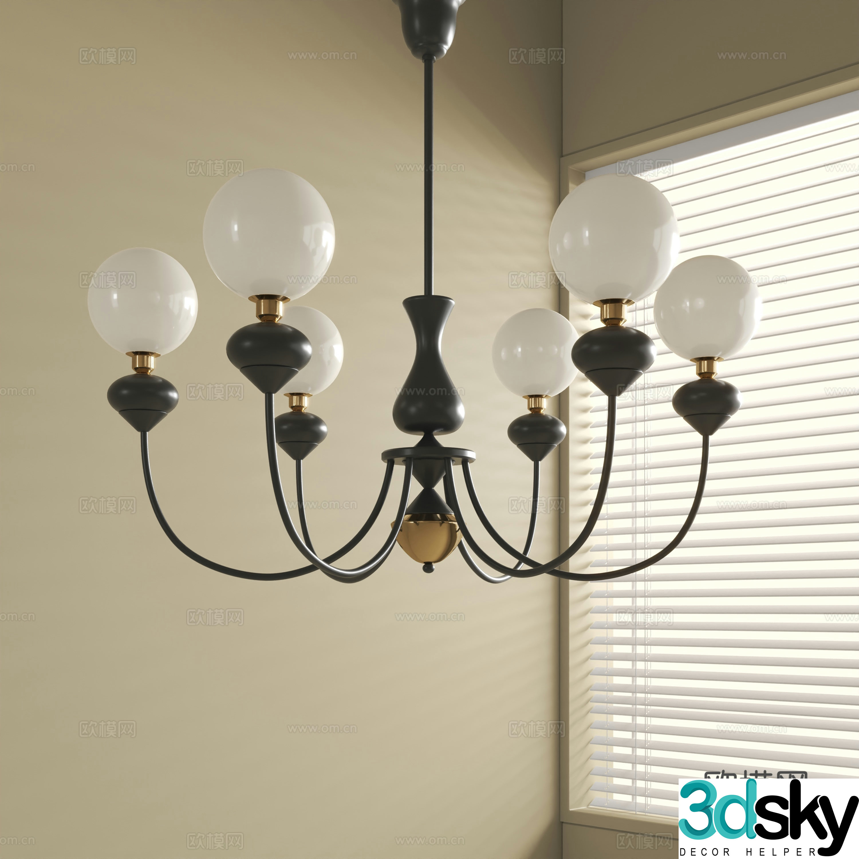 French modern chandeliers_Dining chandeliers_Living room chandeliers_Glass chandeliers 3D model