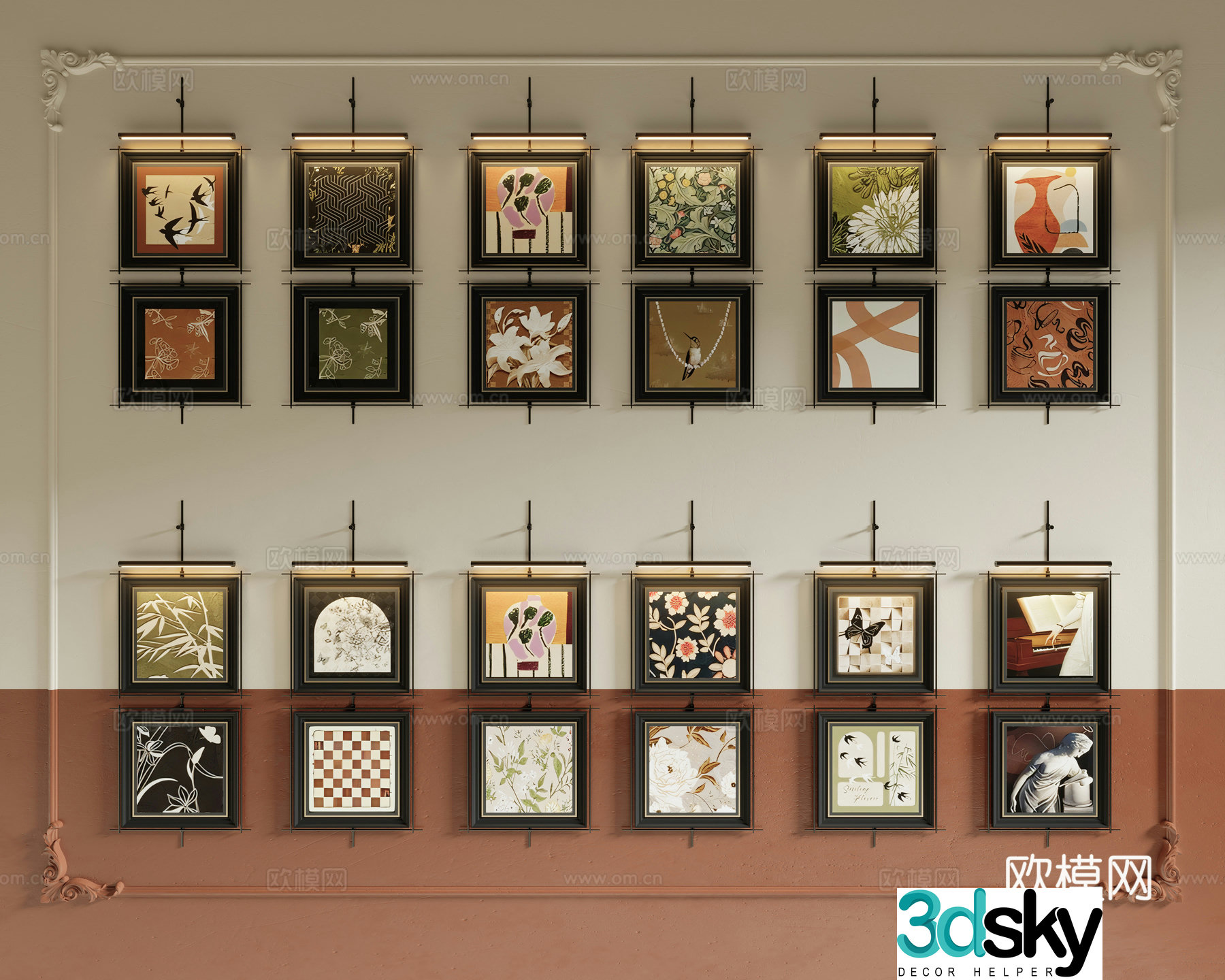 French hanging paintings medieval style hanging paintings living room hanging paintings entrance paintings iron hanging paintings mural lamps 3D model