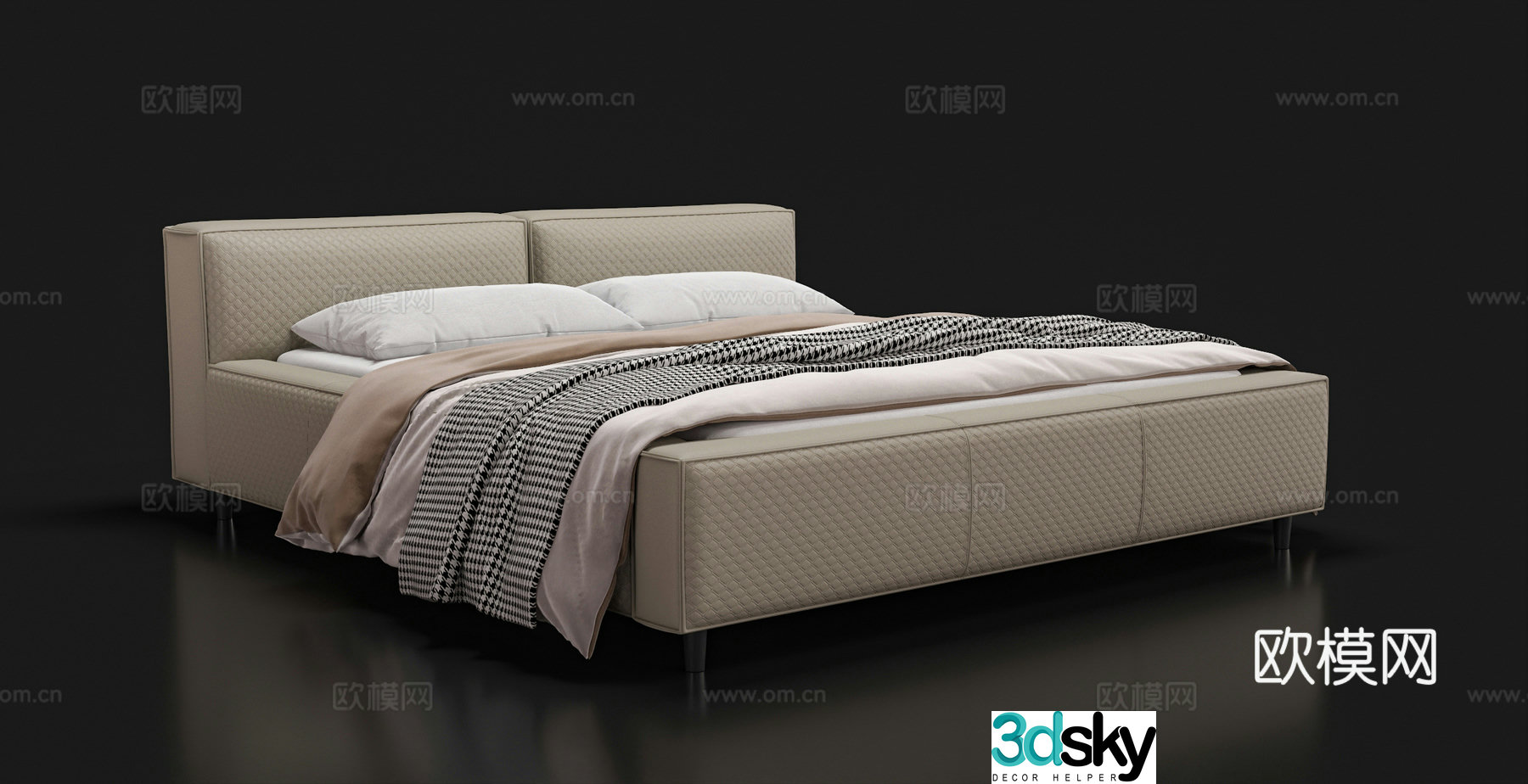 Leather double bed 3D model