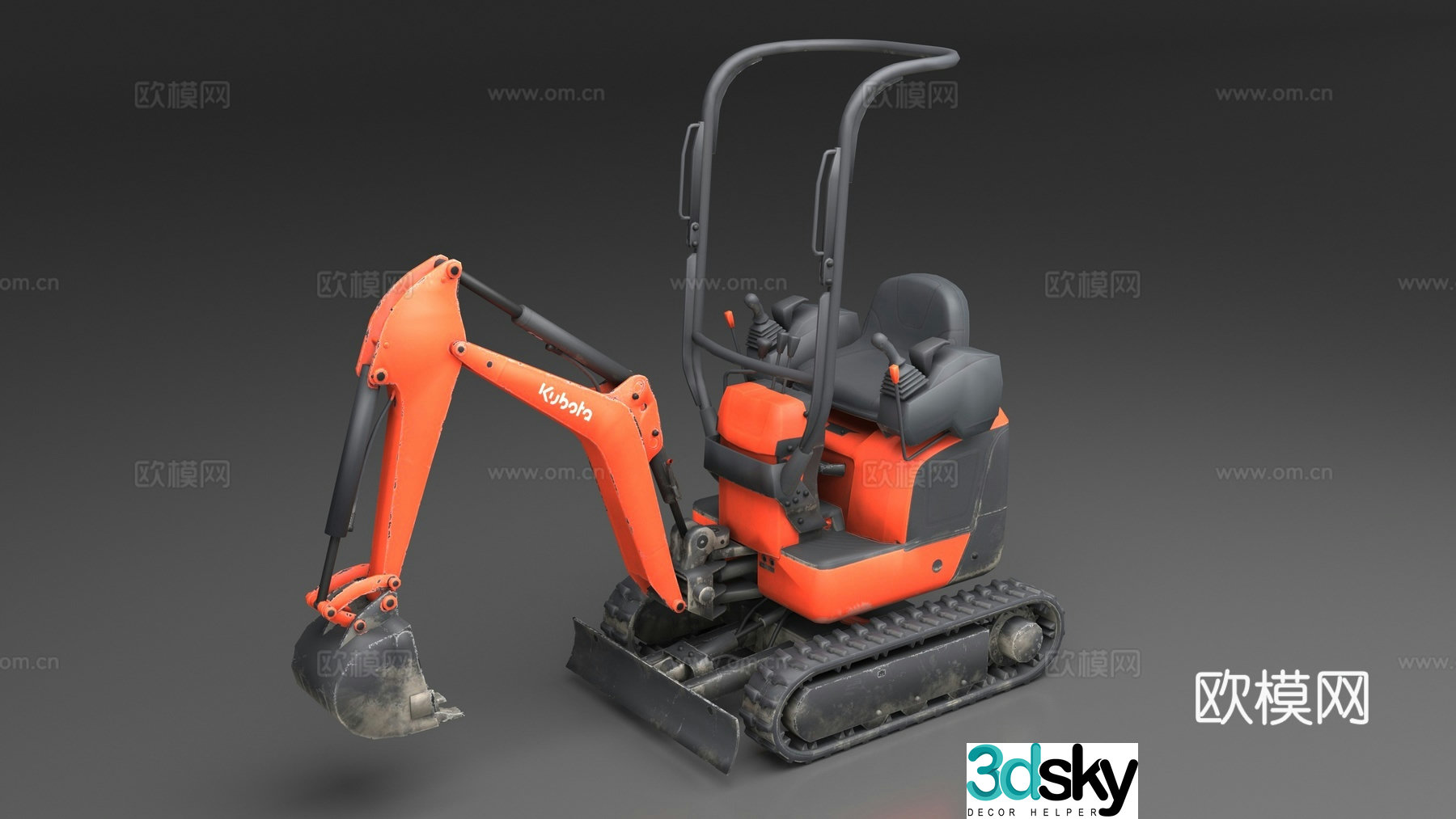 mini excavator 3d model
