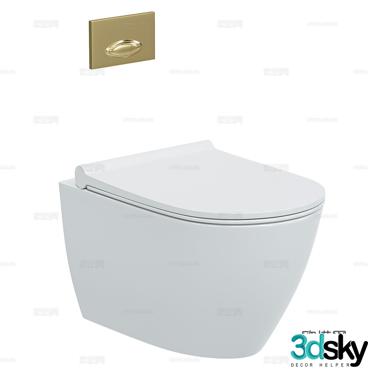 Modern light luxury minimalist wall-mounted toilet 3D model