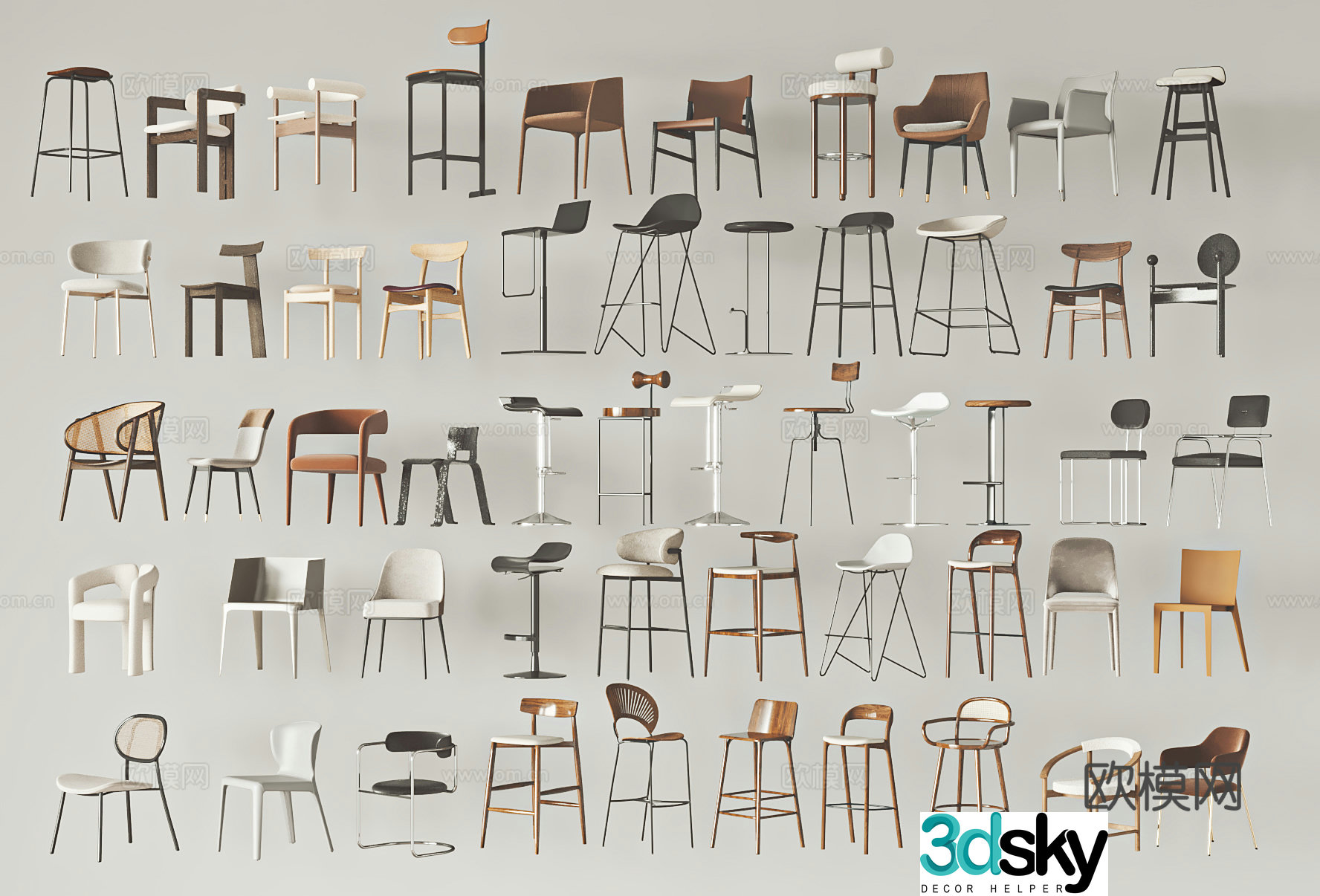 Modern bar chair 3d model