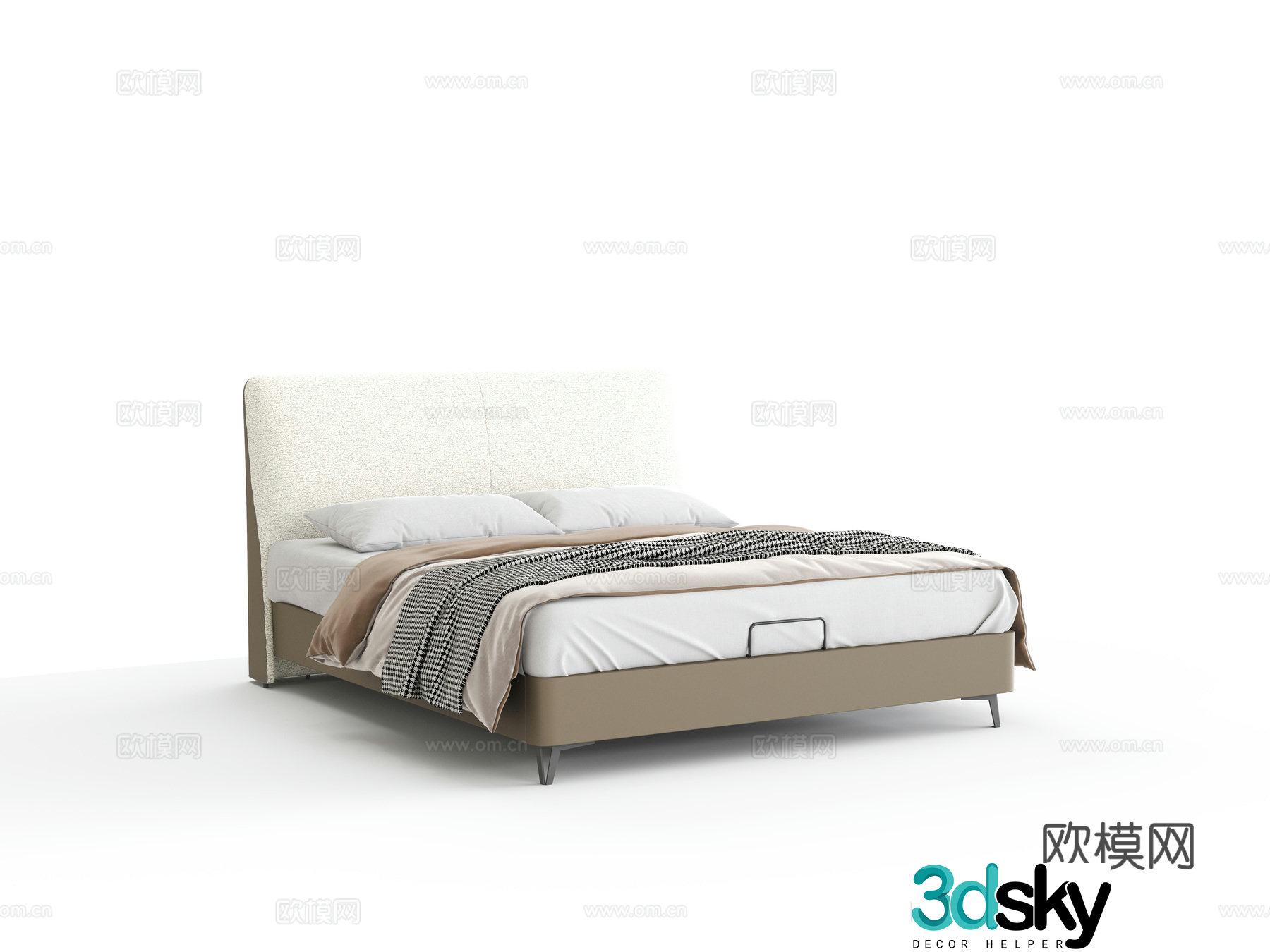 Leather double bed 3D model