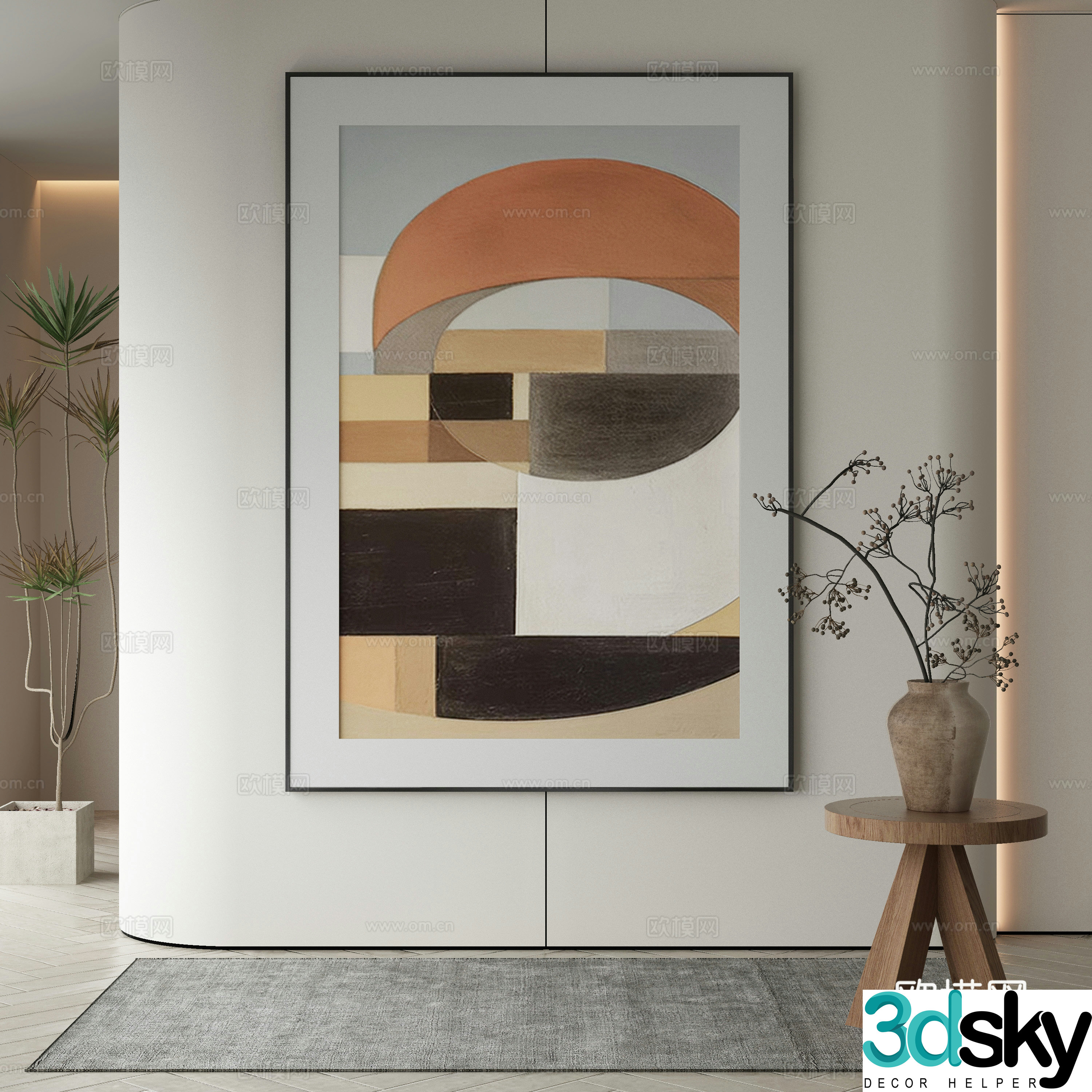 Modern Wasabi Hanging Painting 3D Model