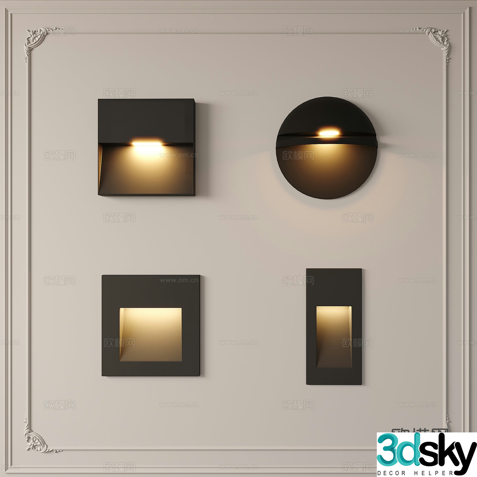 Modern induction light stair light night light 3d model