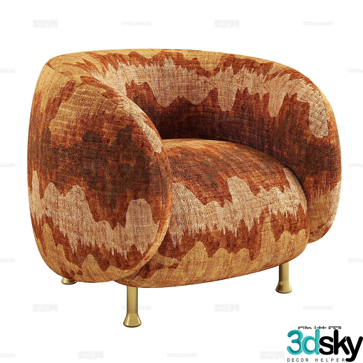 Modern Italian light luxury fabric leisure chair 3D model