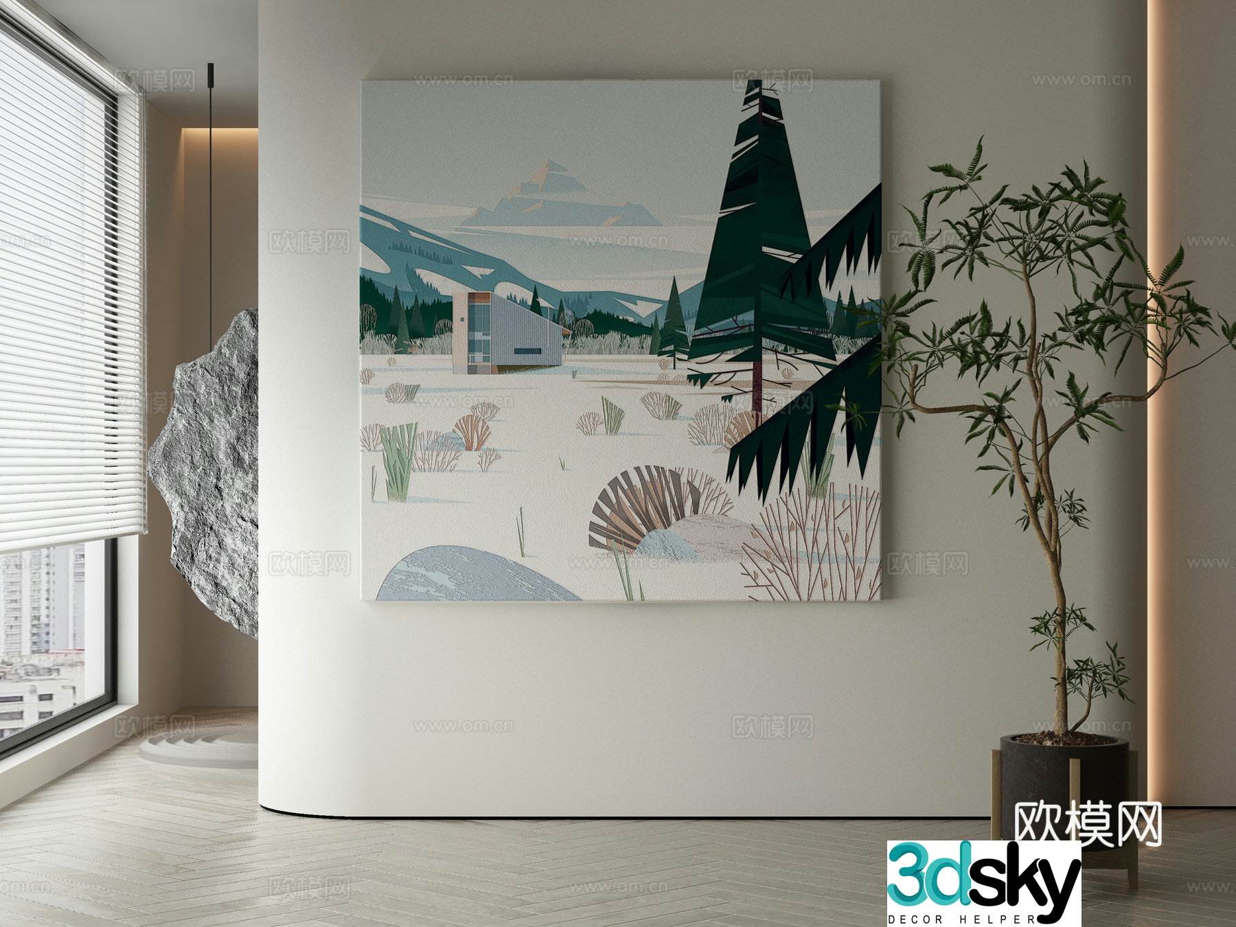 Modern Wasabi Hanging Painting 3D Model