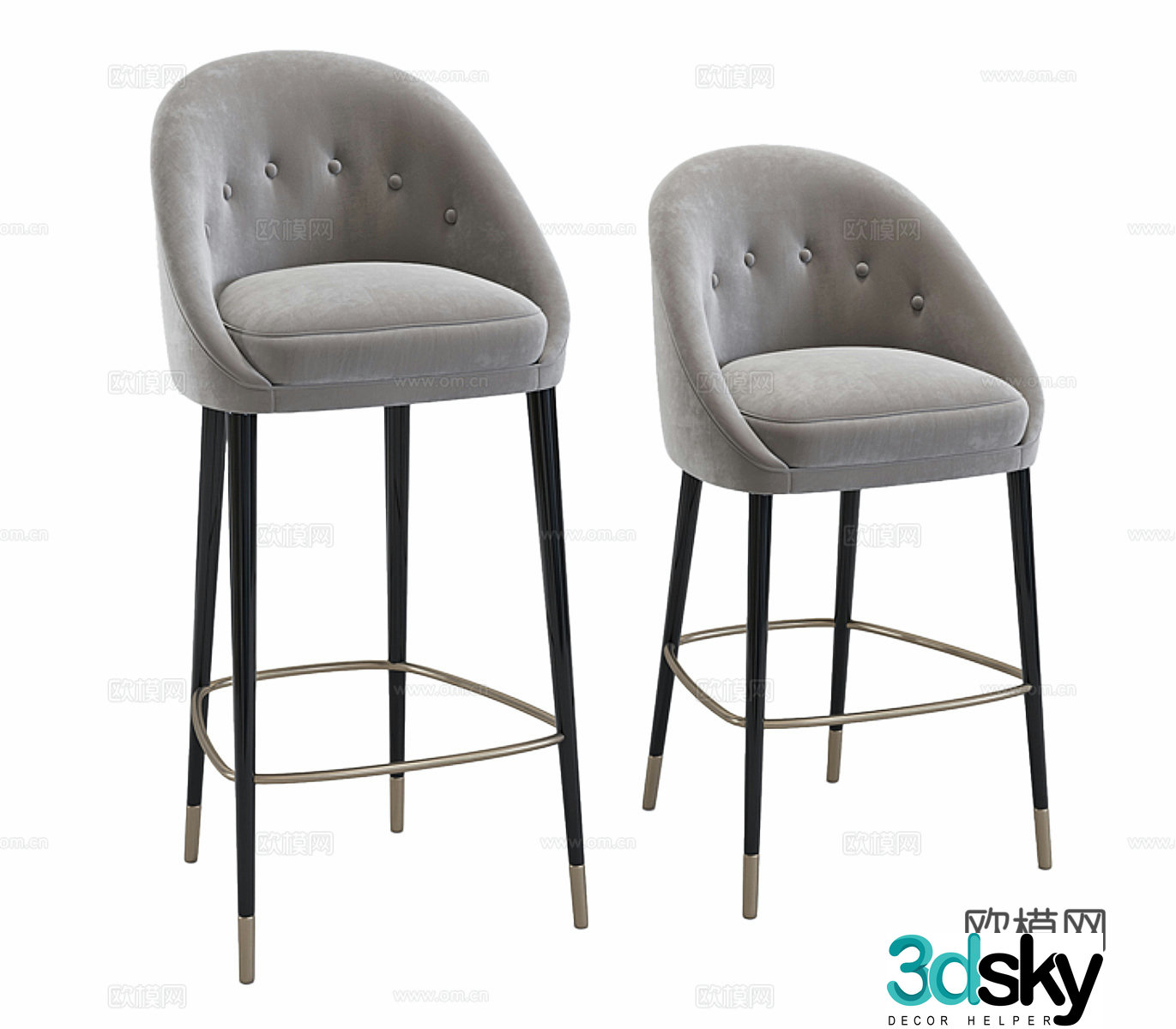 Light luxury bar chair Fabric bar chair Lamb velvet bar chair Simple bar chair Minimalist bar chair Leisure bar chair 3D model