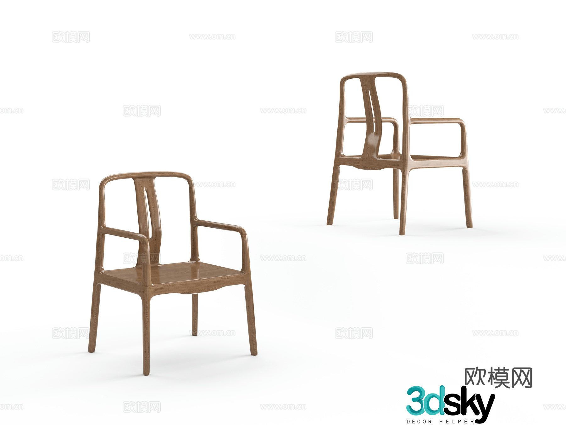 Solid wood tea chair 3d model