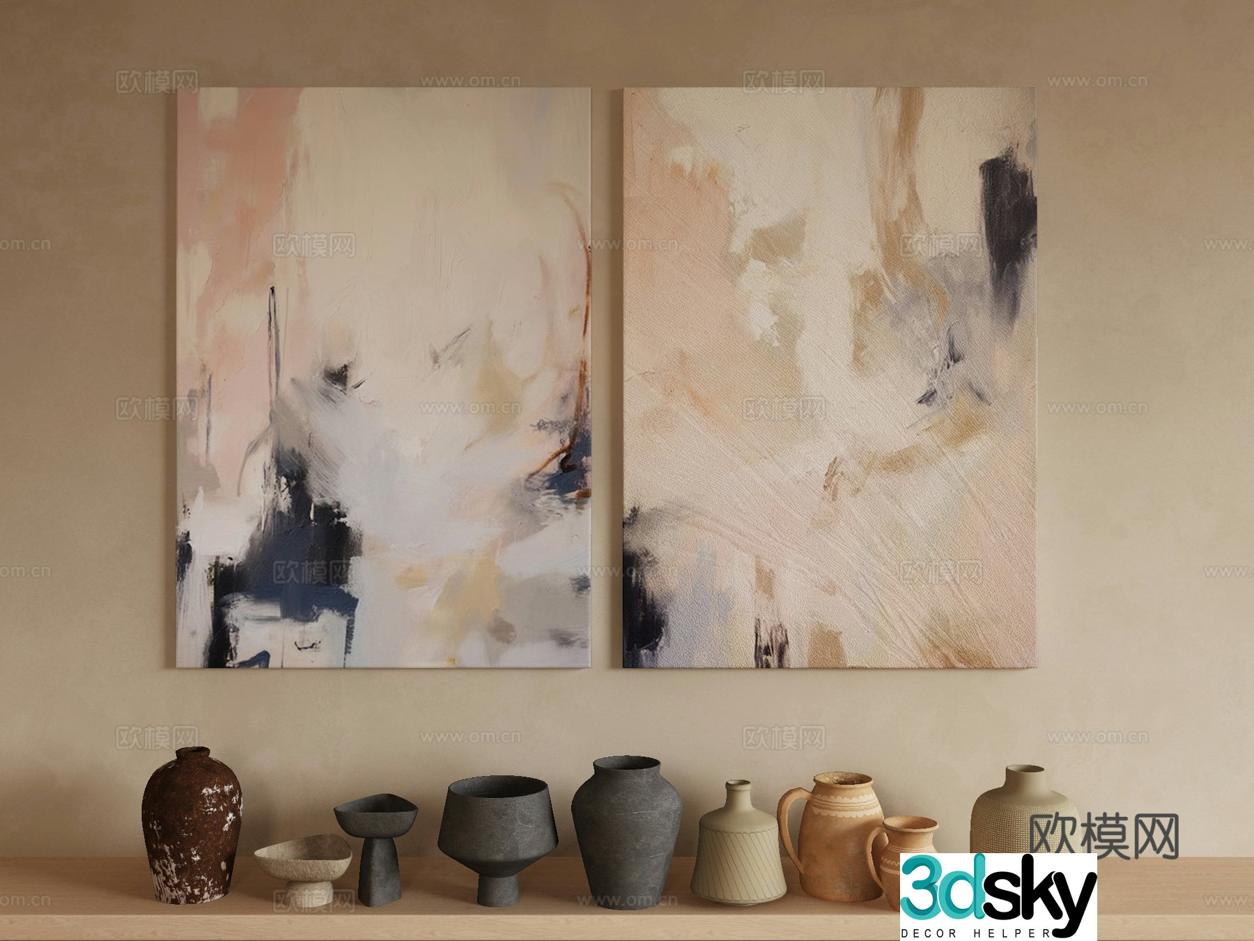 Modern Wasabi Hanging Painting 3D Model