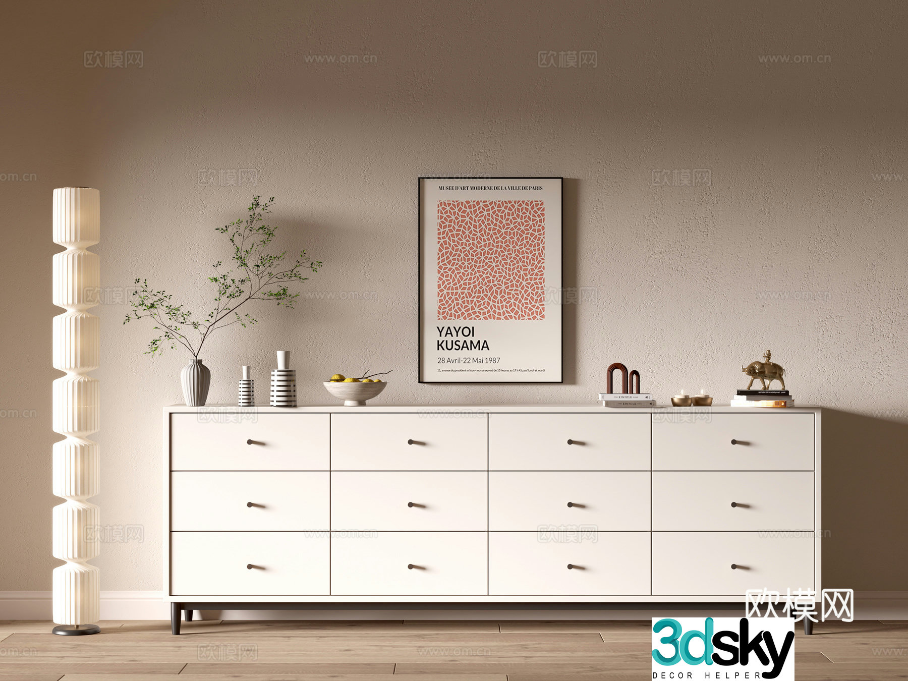 Modern cream wind cabinet whole cabinet sideboard balcony cabinet storage cabinet entrance entrance cabinet 3D model
