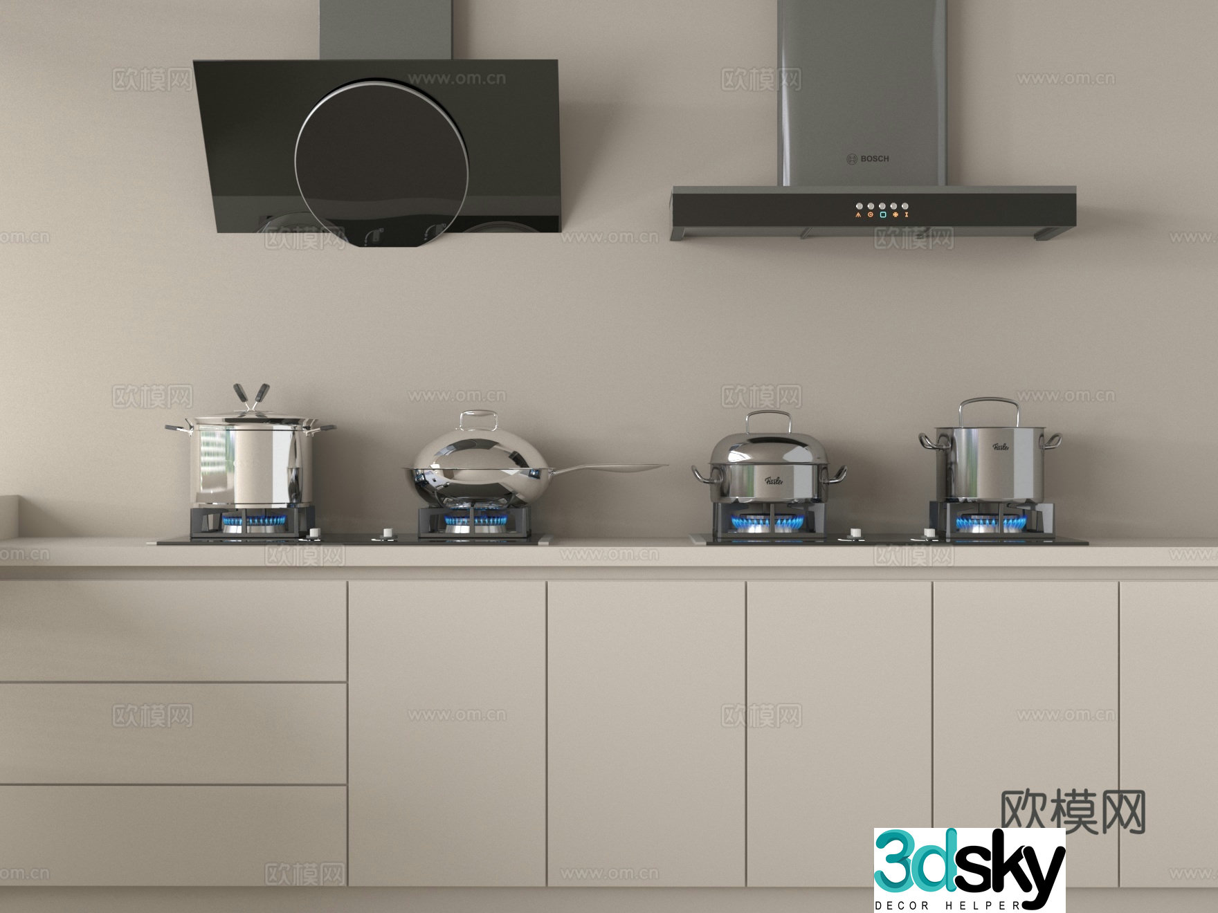 Range hood stove gas stove stove stove pot 3d model