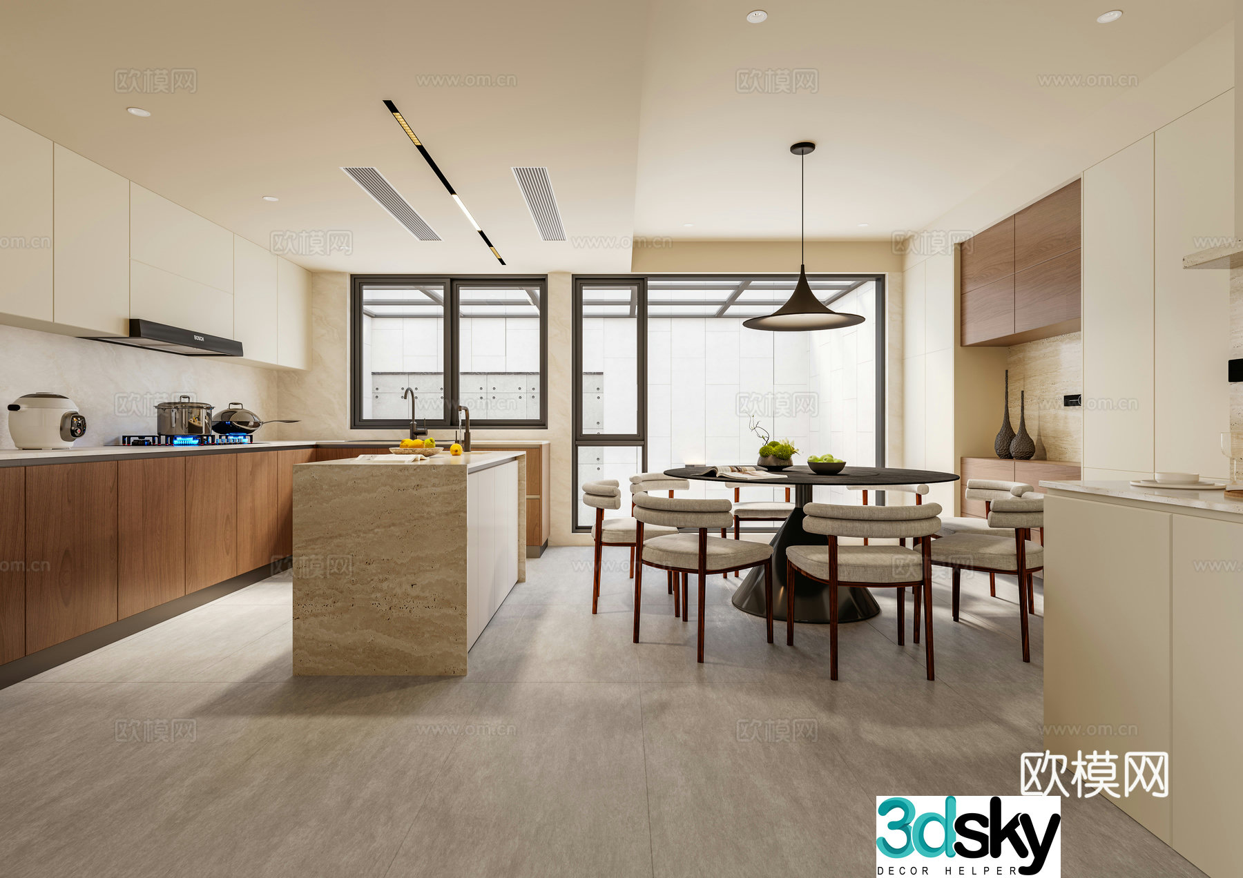 New Chinese restaurant kitchen 3d model