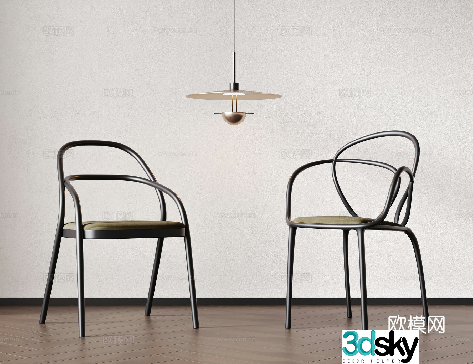 American single chair dining chair book chair dressing chair 3d model