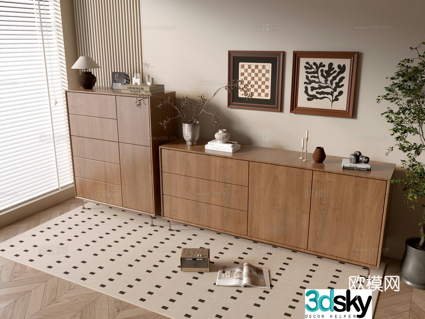 Modern wood grain cabinet minimalist wind cabinet whole cabinet sideboard cabinet balcony cabinet storage cabinet 3d model