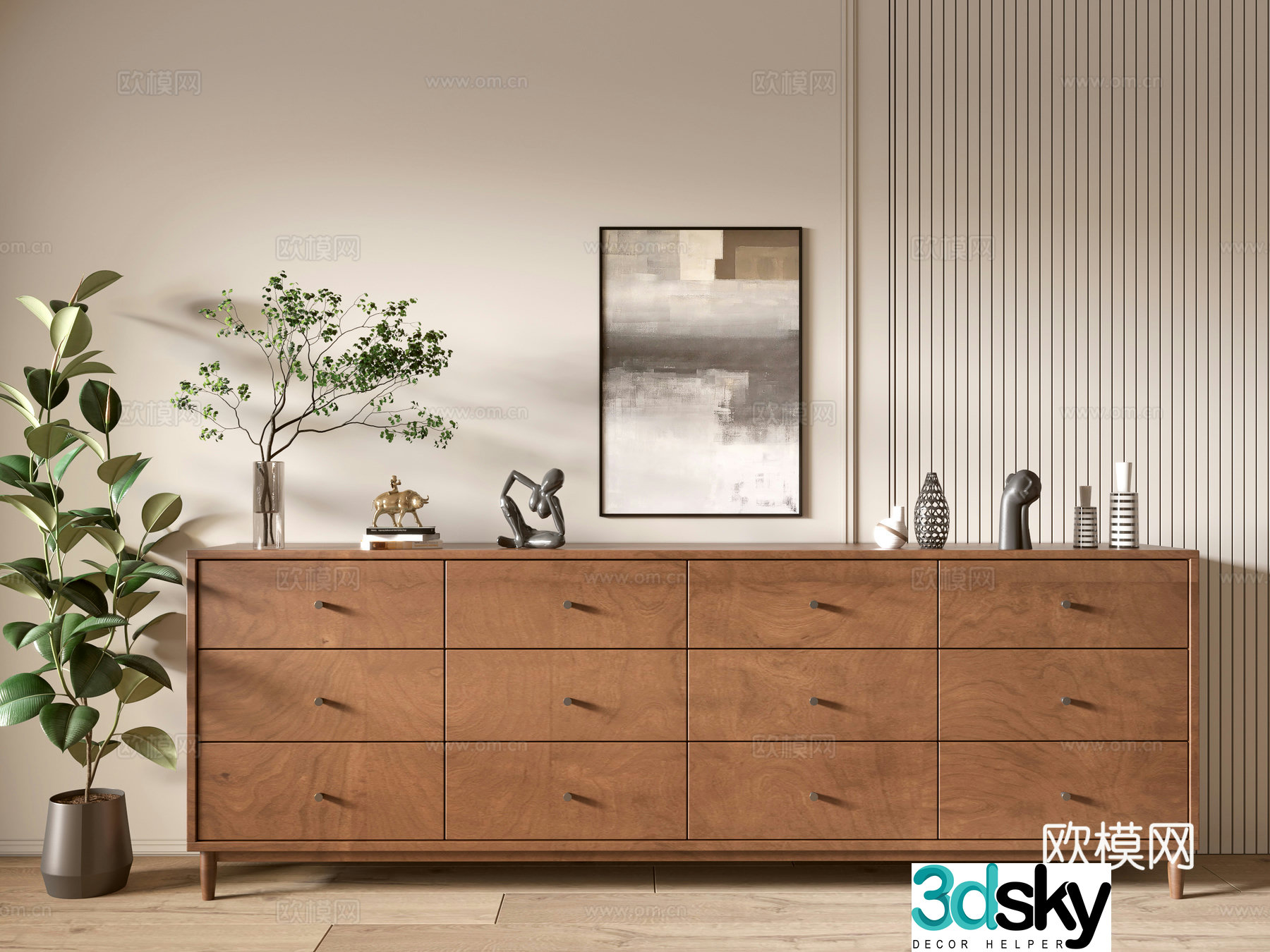Modern wood grain cabinet minimalist wind cabinet whole cabinet sideboard cabinet balcony cabinet storage cabinet 3d model