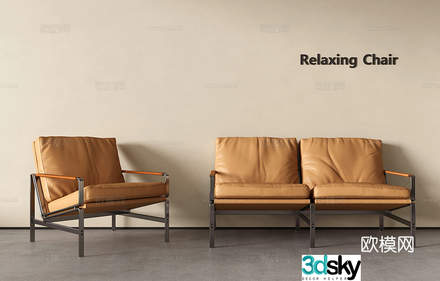 Modern lounge chair Single double waiting chair Public chair 3d model
