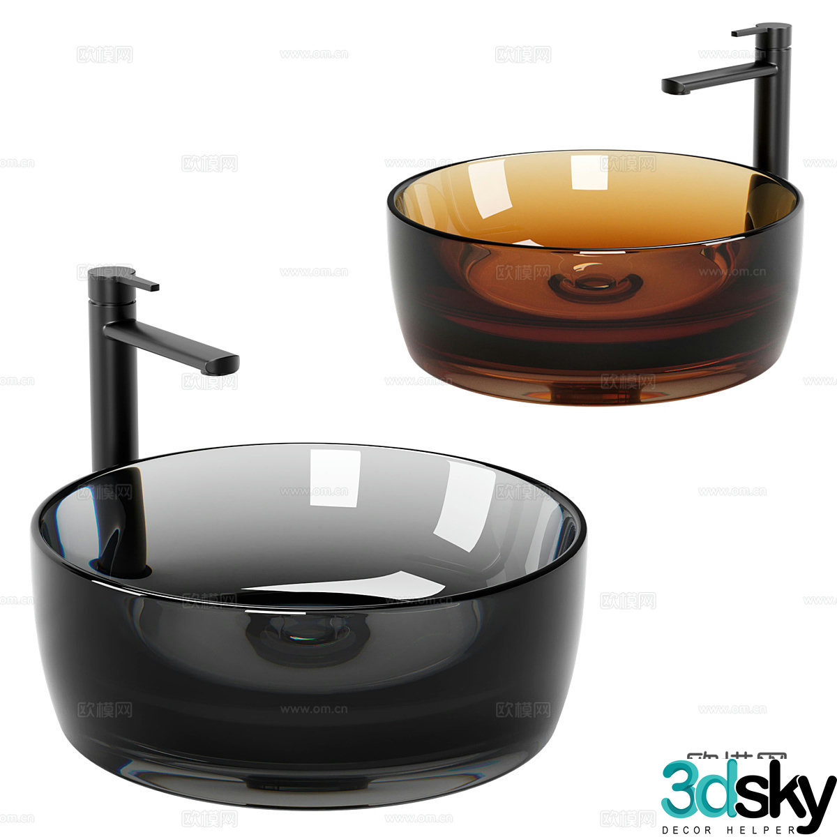 Modern minimalist glass washbasin 3D model