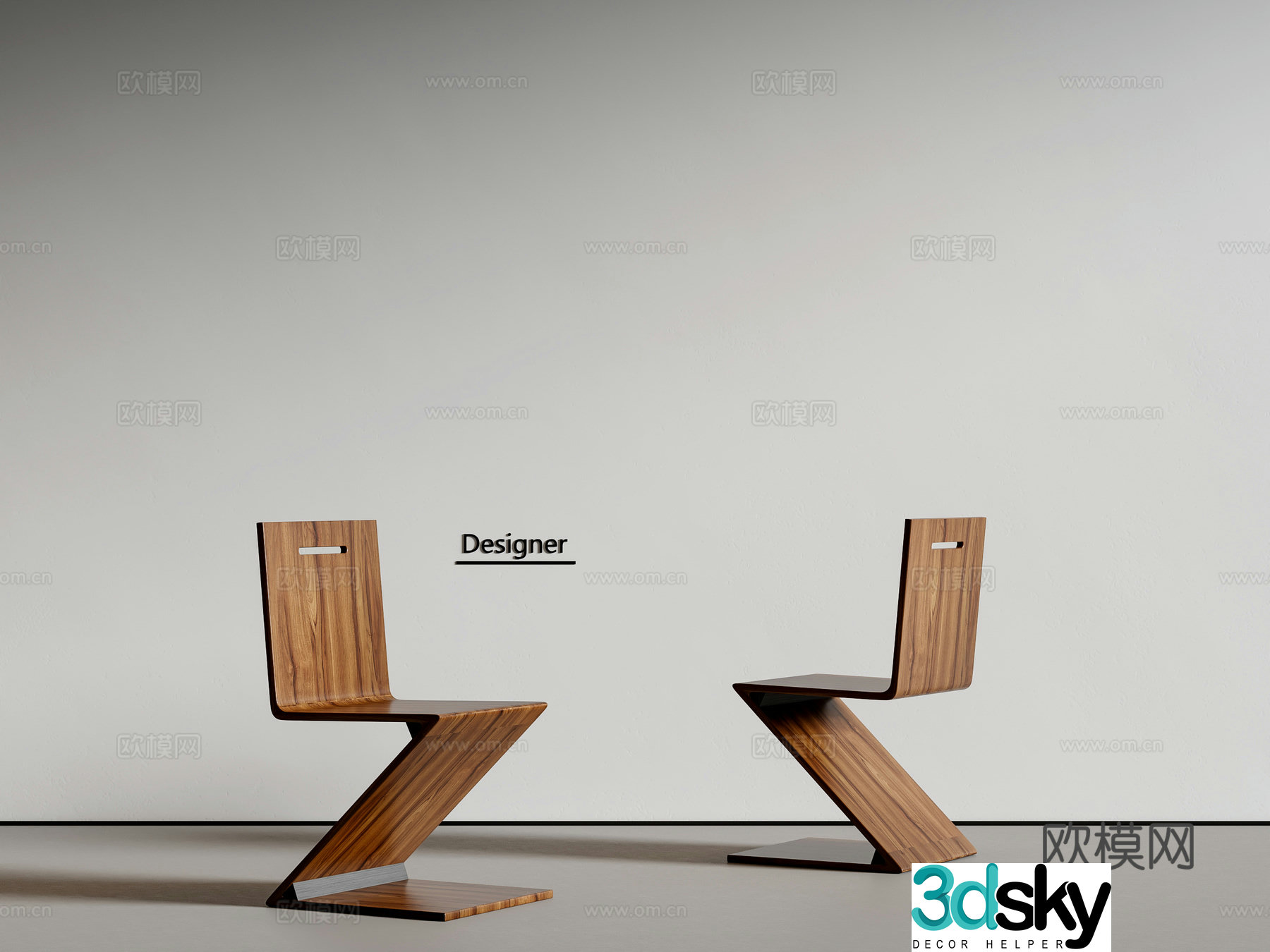 Medium style dining chair single chair solid wood 3d model