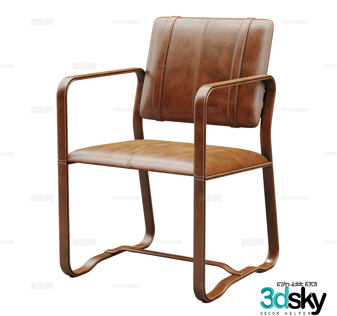 Leather dining chair Leather dining chair Leather single chair Leather single chair Leather casual chair Leather backrest 3D model