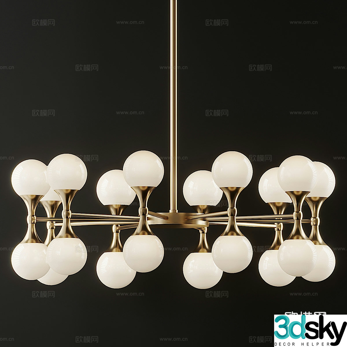 Multi-head chandelier Hotel chandelier Living room chandelier Restaurant chandelier Bar chandelier Decorative chandelier 3D model