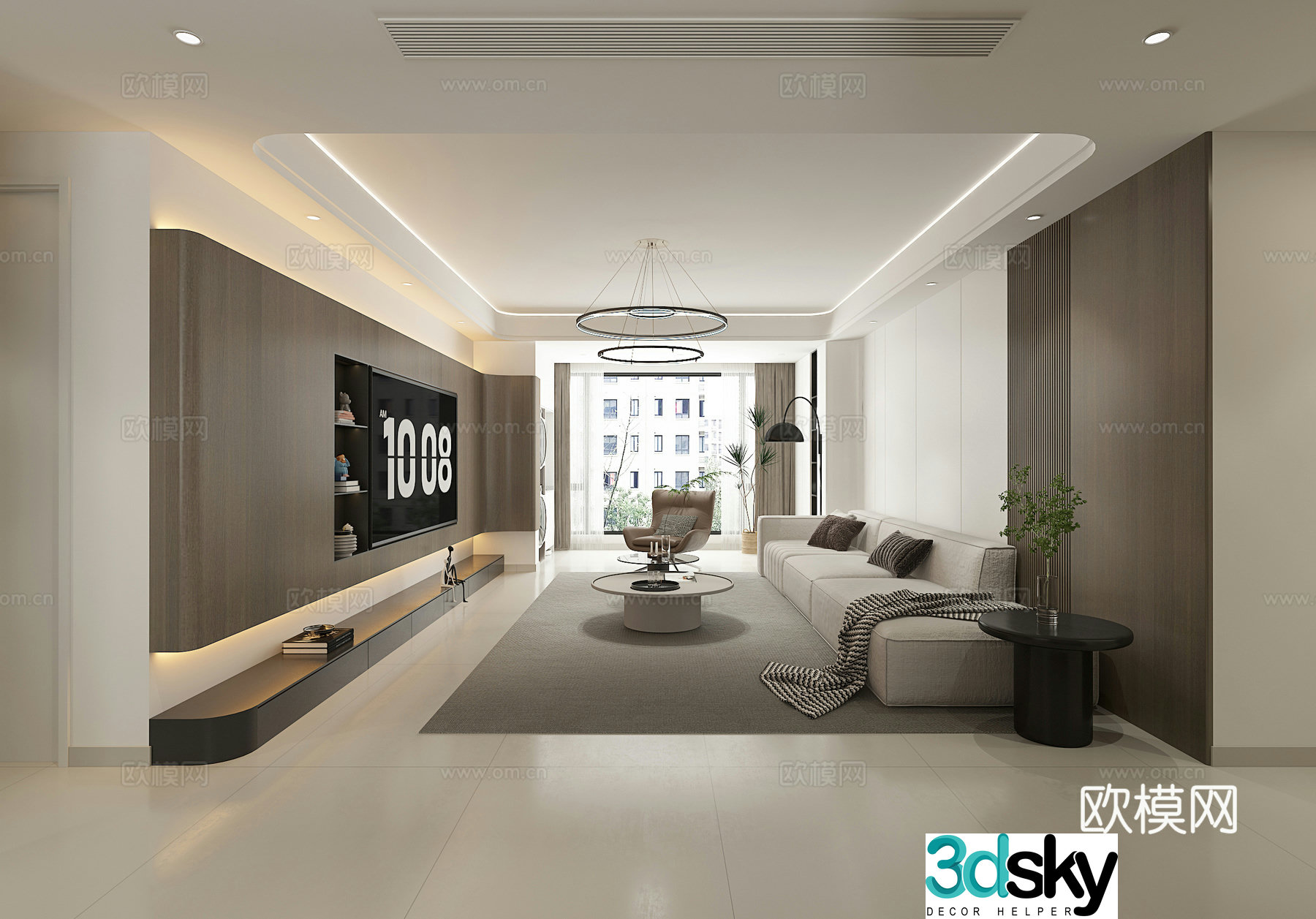 Modern minimalist living restaurant 3d model