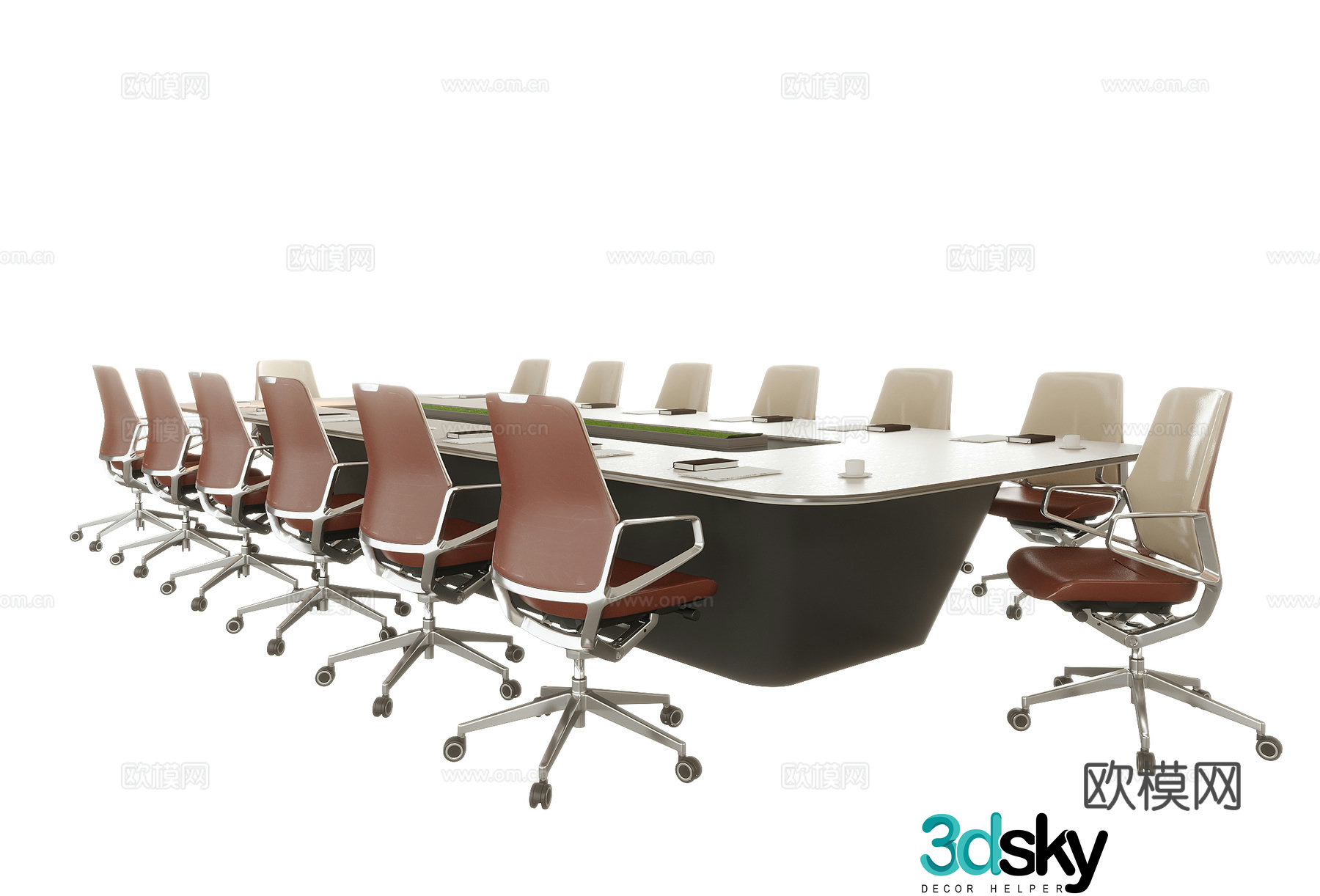 Modern conference table and chair office chair 3d model