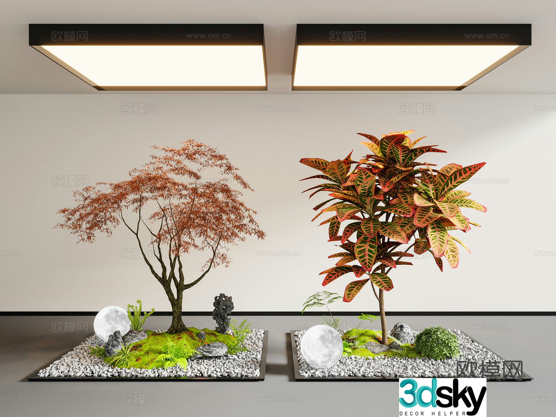 Modern interior landscape Plant landscaping Landscape sketch 3d model