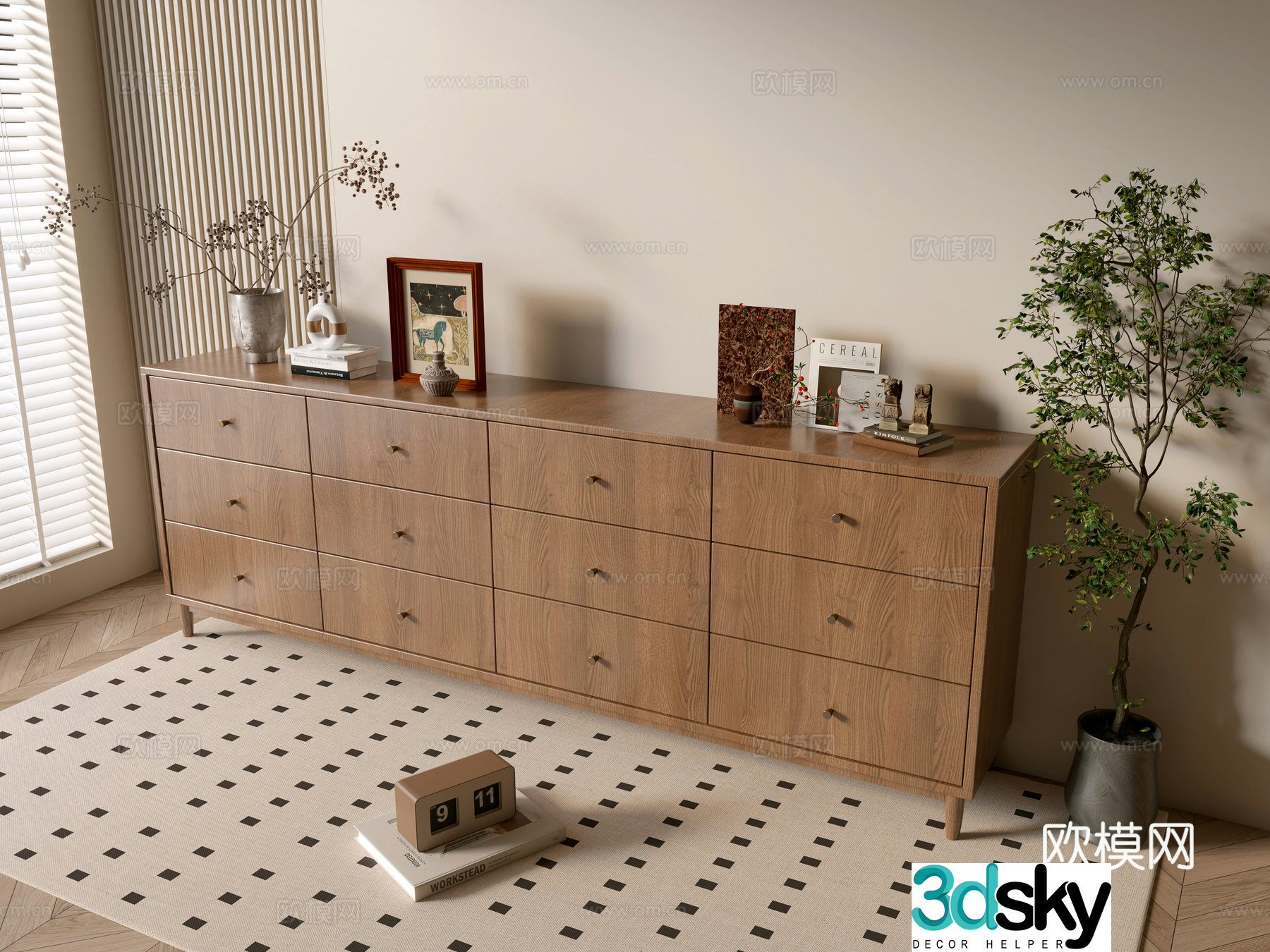 Modern wood grain cabinet minimalist wind cabinet whole cabinet sideboard cabinet balcony cabinet storage cabinet 3d model