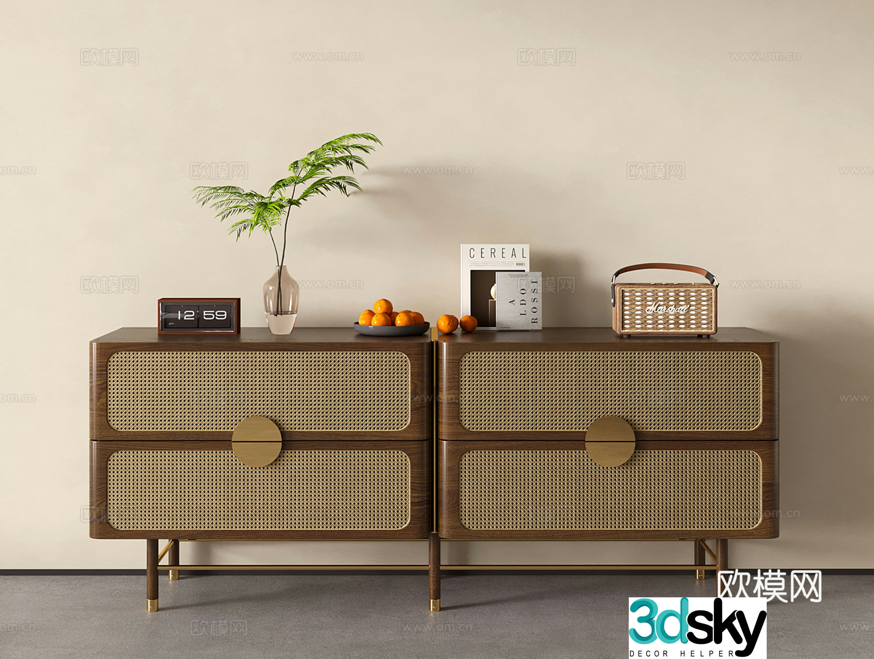 Italian light luxury entrance cabinet side cabinet decorative cabinet side cabinet storage cabinet 3D model