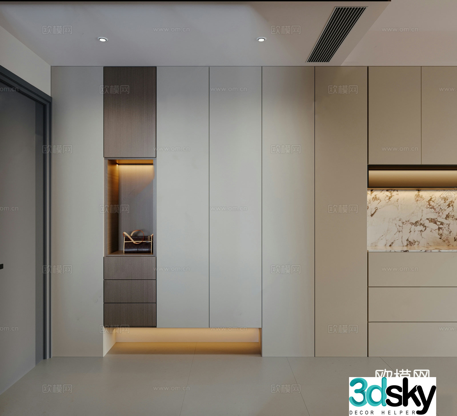 Modern entrance door shoe cabinet 3D model