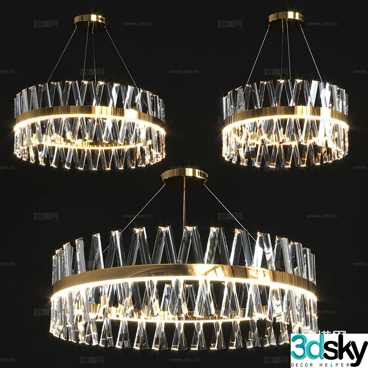 Chandelier combination glass chandelier crystal chandelier restaurant chandelier bar chandelier living room chandelier 3d model