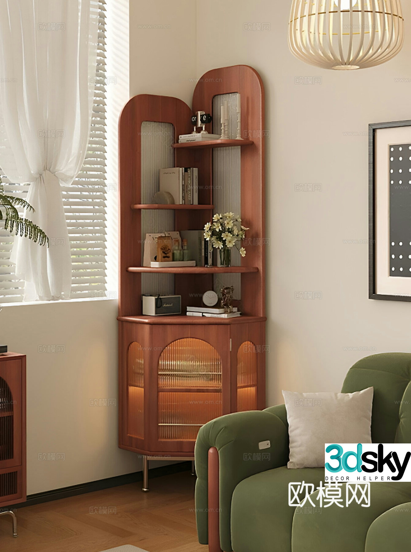 French medieval bookshelf corner cabinet triangle cabinet 3d model