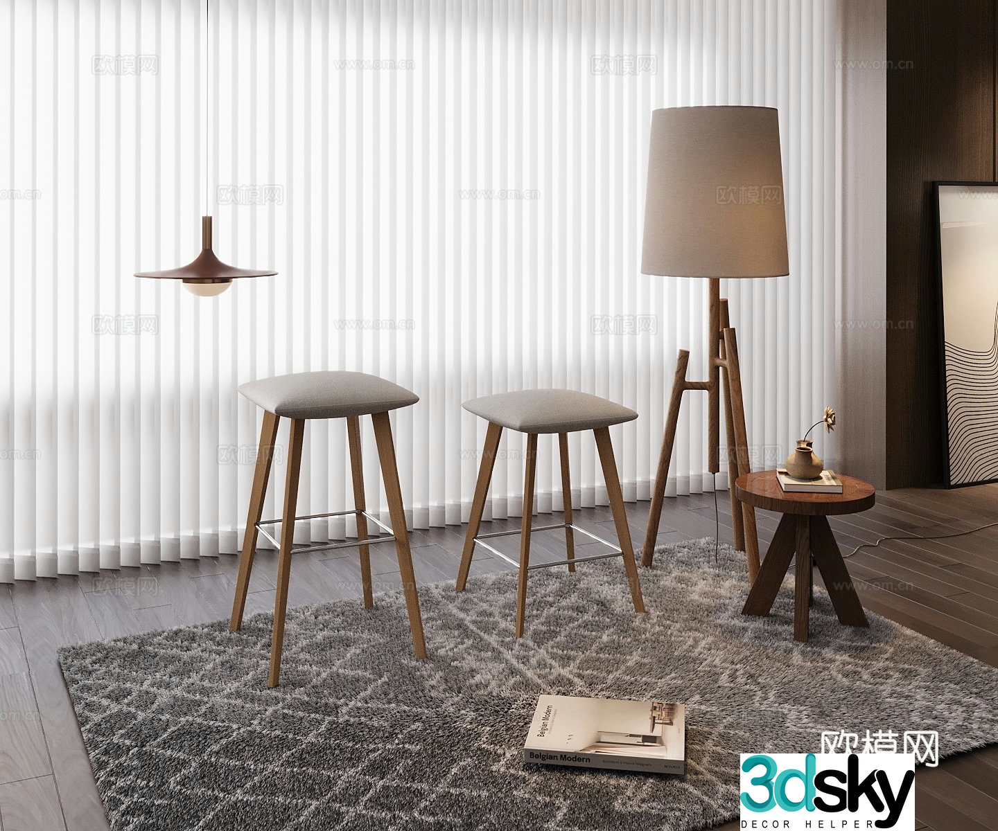 Log single chair 3d model