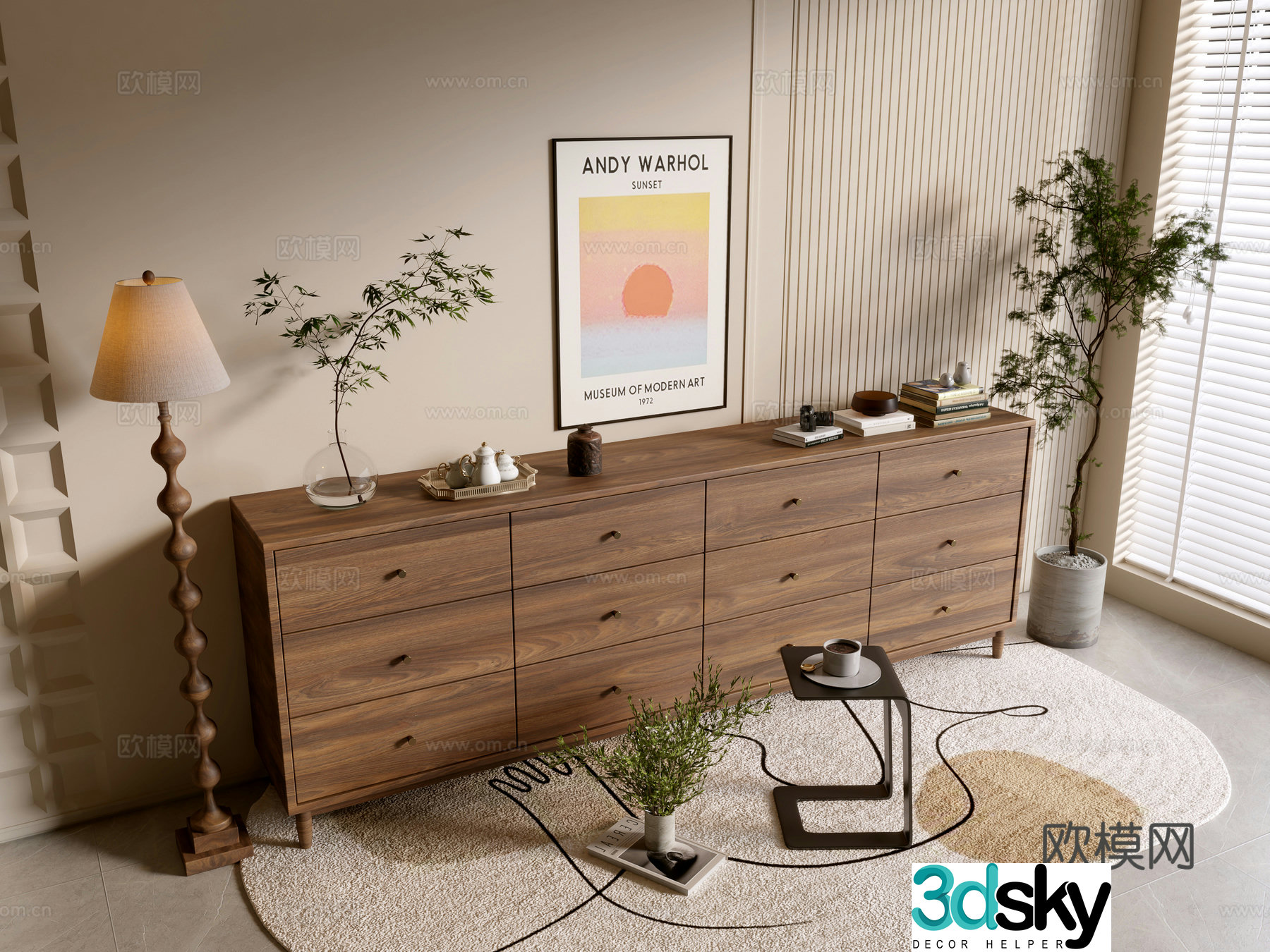 Modern wood grain cabinet minimalist wind cabinet whole cabinet sideboard cabinet balcony cabinet storage cabinet 3d model