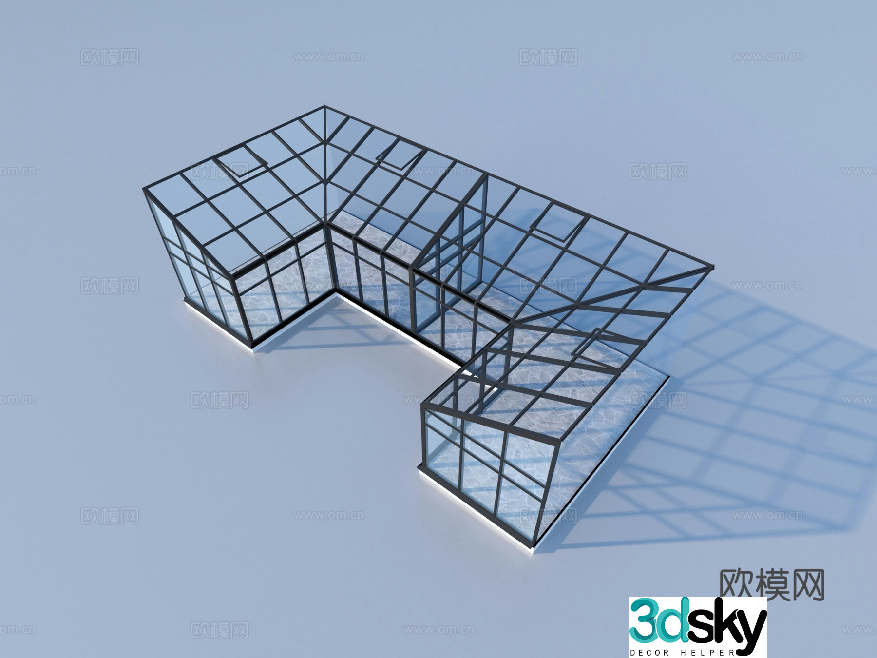 Greenhouse Glass House Glass Daylighting Top 3D Model