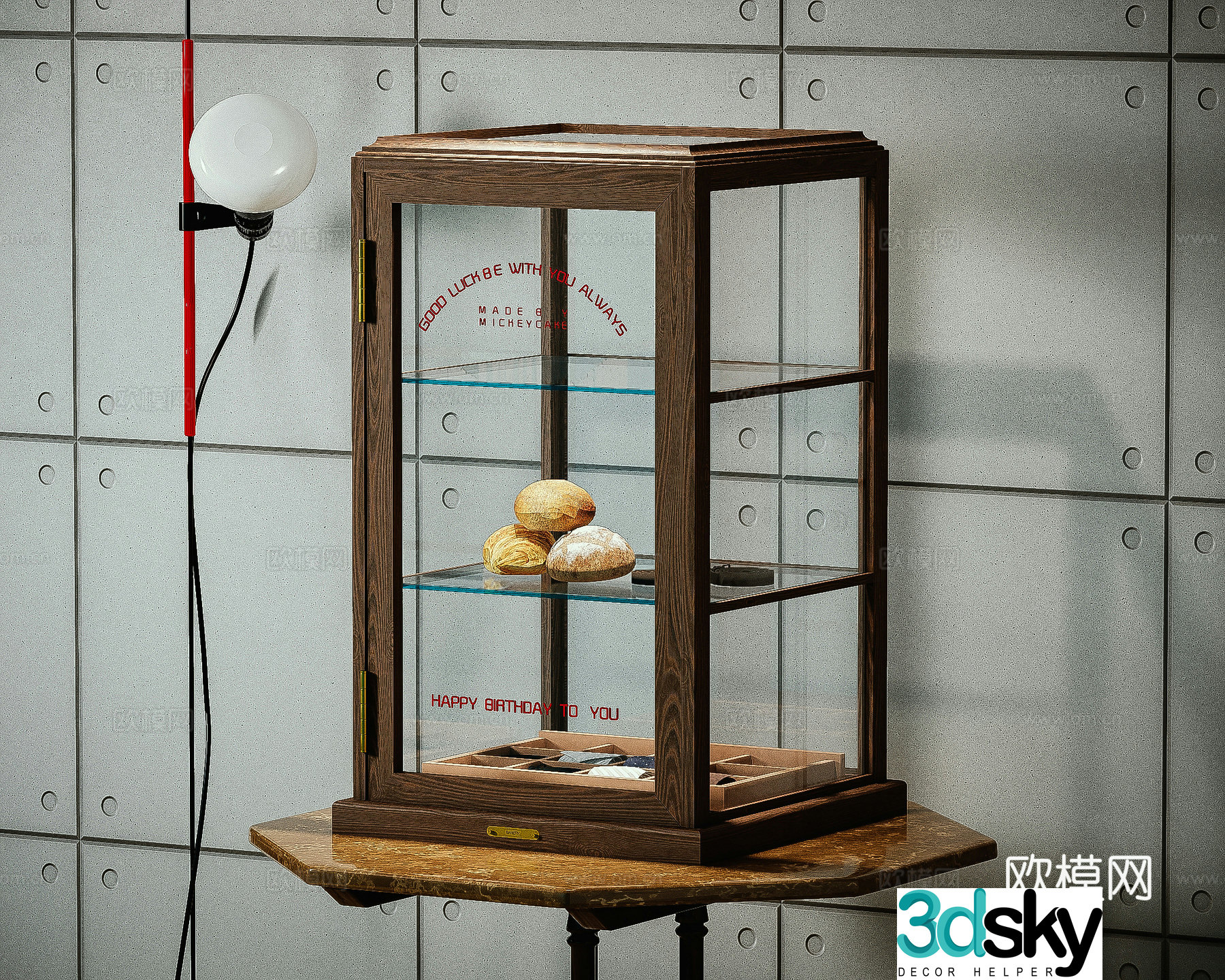 American retro figure cabinet Jewelry cabinet Bread cabinet Decorative storage cabinet 3D model