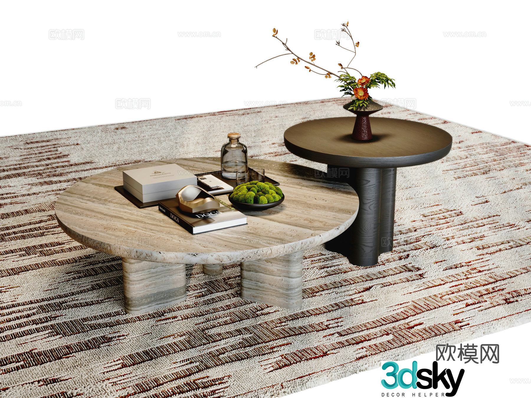 Modern coffee table combination 3D model