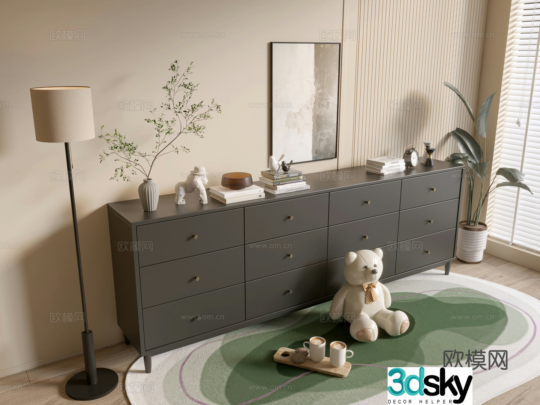 Modern black porch cabinet sideboard cabinet balcony cabinet storage cabinet entrance porch cabinet 3D model